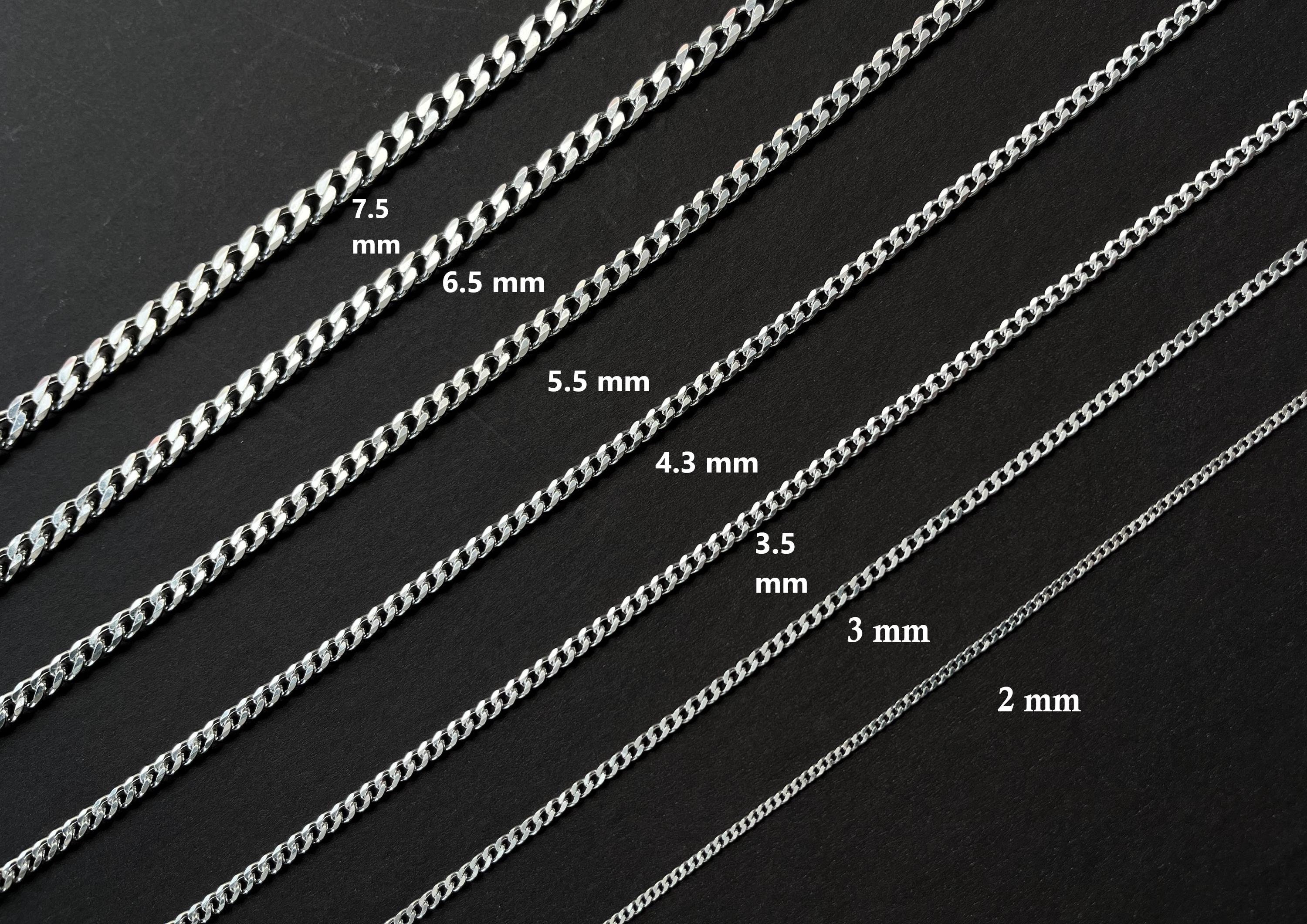 Catena a maglie cubane in argento massiccio, catena a maglie cubane, argento sterling 925, collana a catena a maglie cubane in argento, catena per uom
