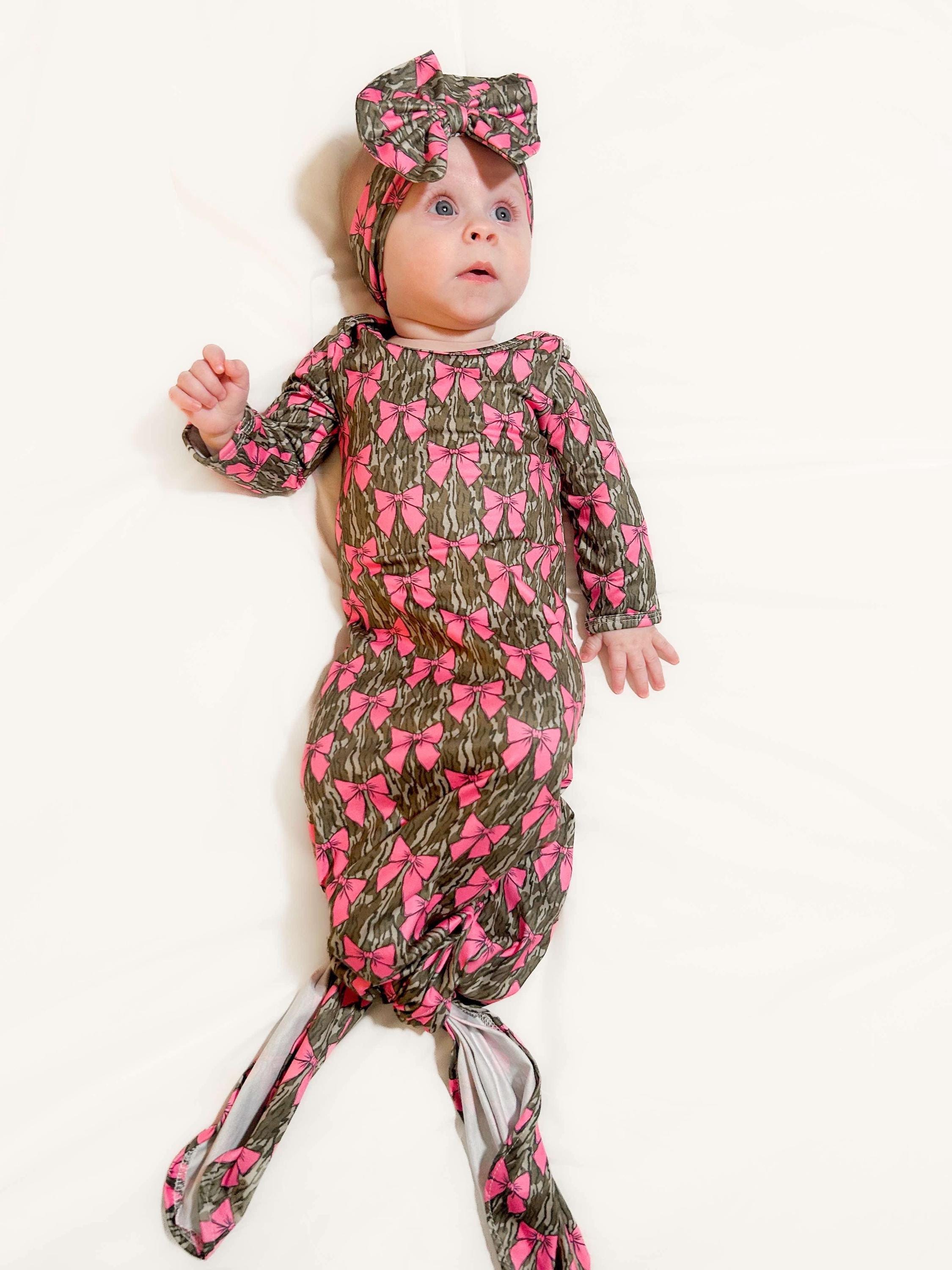 Abito da neonato, abito con volant, abito annodato, vestito per il ritorno a casa, regalo per baby shower, abito da neonato, abito mimetico per bambin