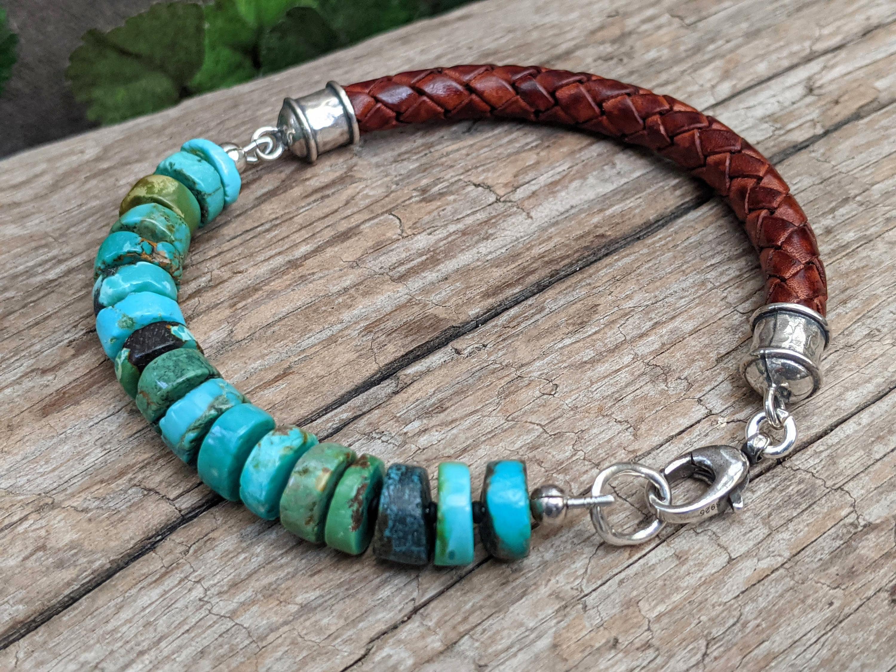Bracciale turchese, Bracciale da uomo, Bracciale da uomo, Bracciale da uomo, Bracciale in pelle, Bracciale con perline da uomo, Bracciale in pelle tur