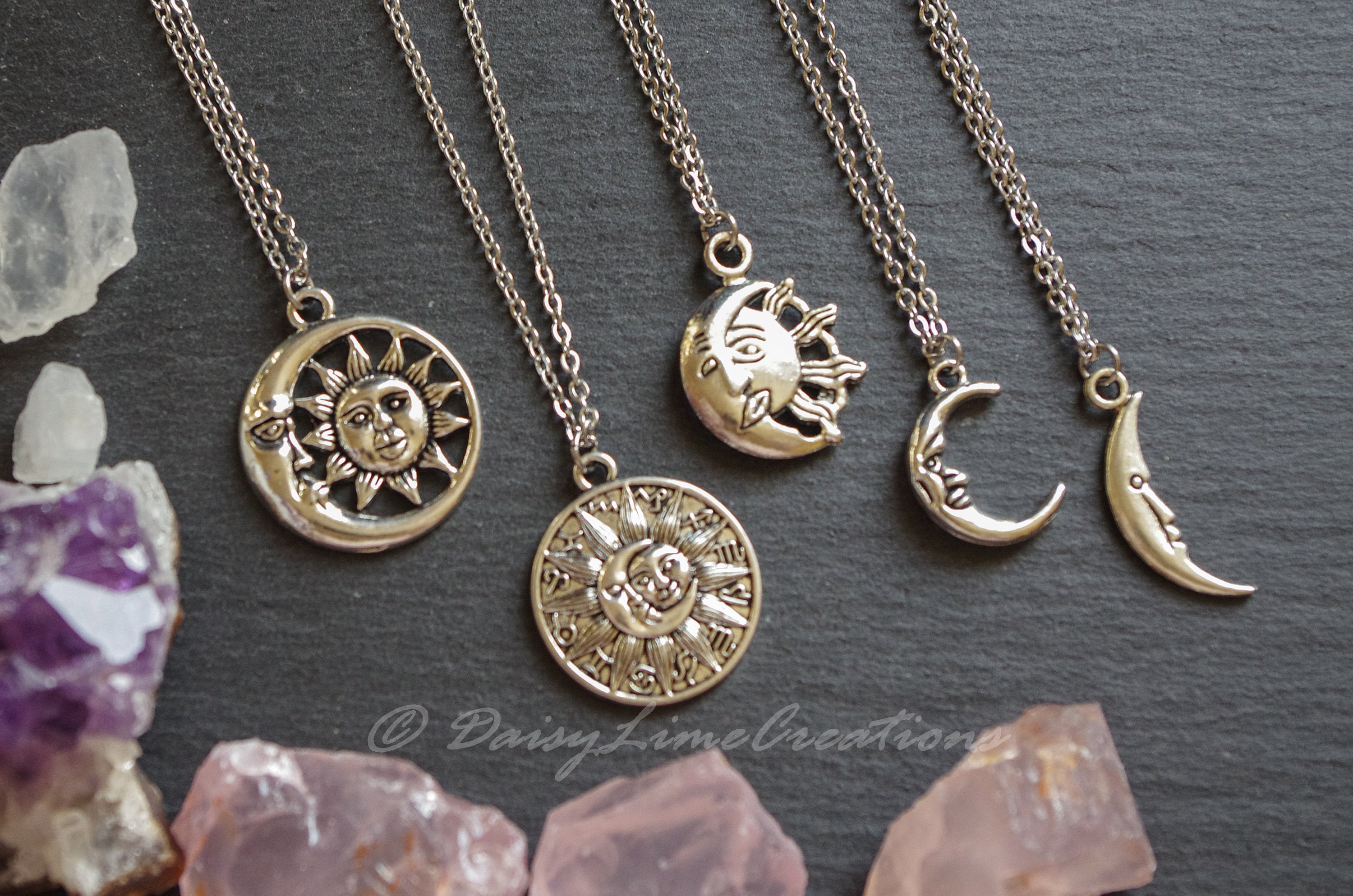 Collana luna ciondolo luna Zodiaco Luna Ciondoli collana boho collana a strati collana mezzaluna collana luna in argento unisex