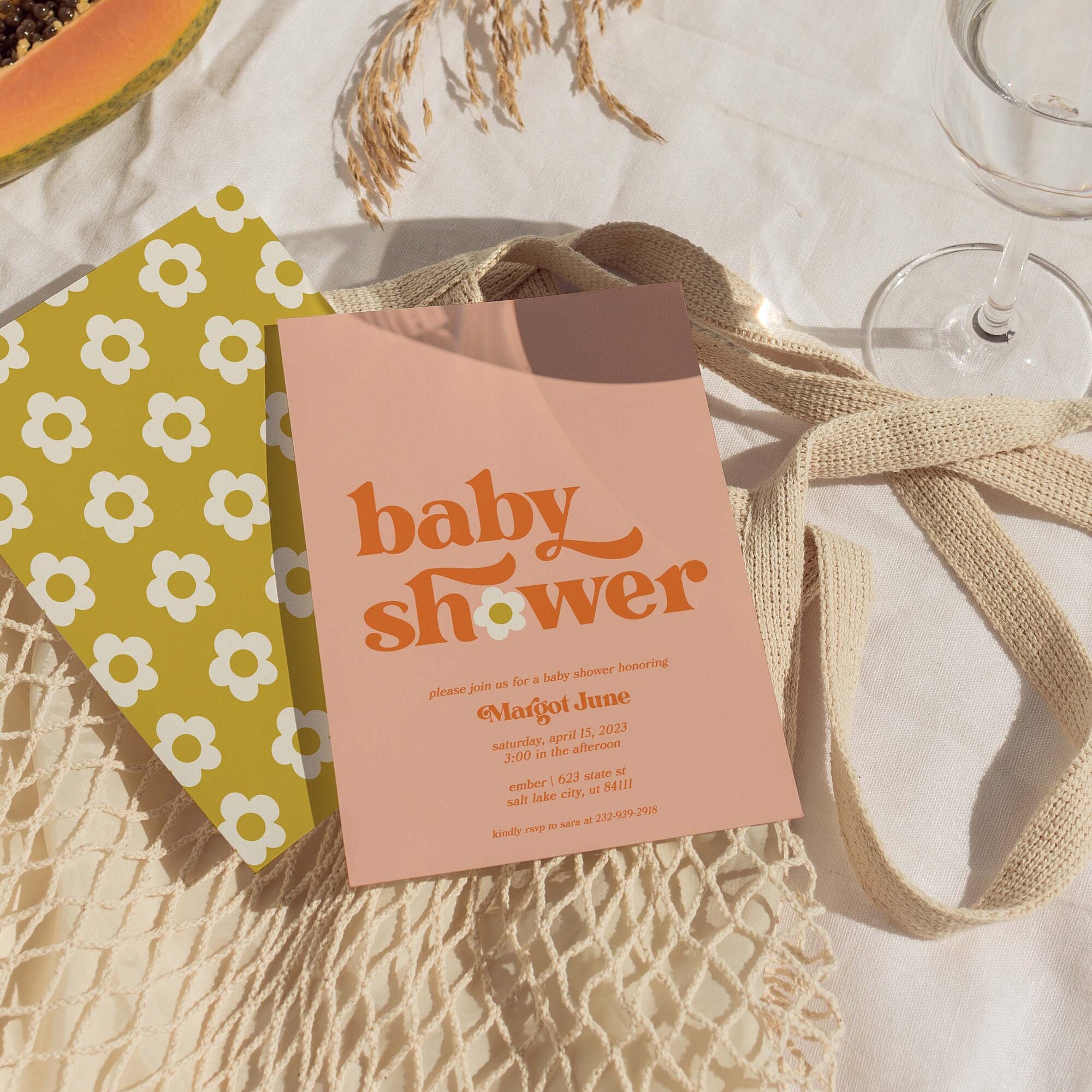 Invito colorato per baby shower / Invito retrò per baby shower / Invito per baby shower / Invito per baby shower / Baby shower luminoso / Baby shower