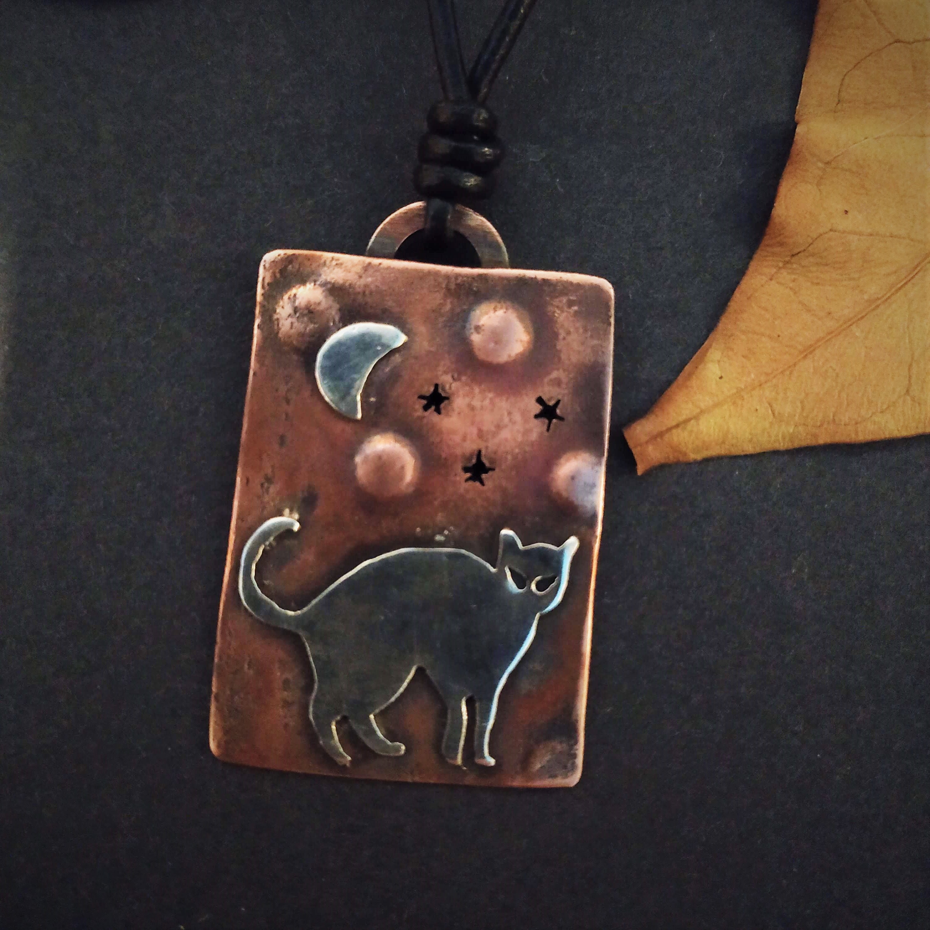 Collana con ciondolo a forma di gatto, regalo per amanti dei gatti, collana con luna a forma di gatto, collana in argento sterling con gatto, regalo p