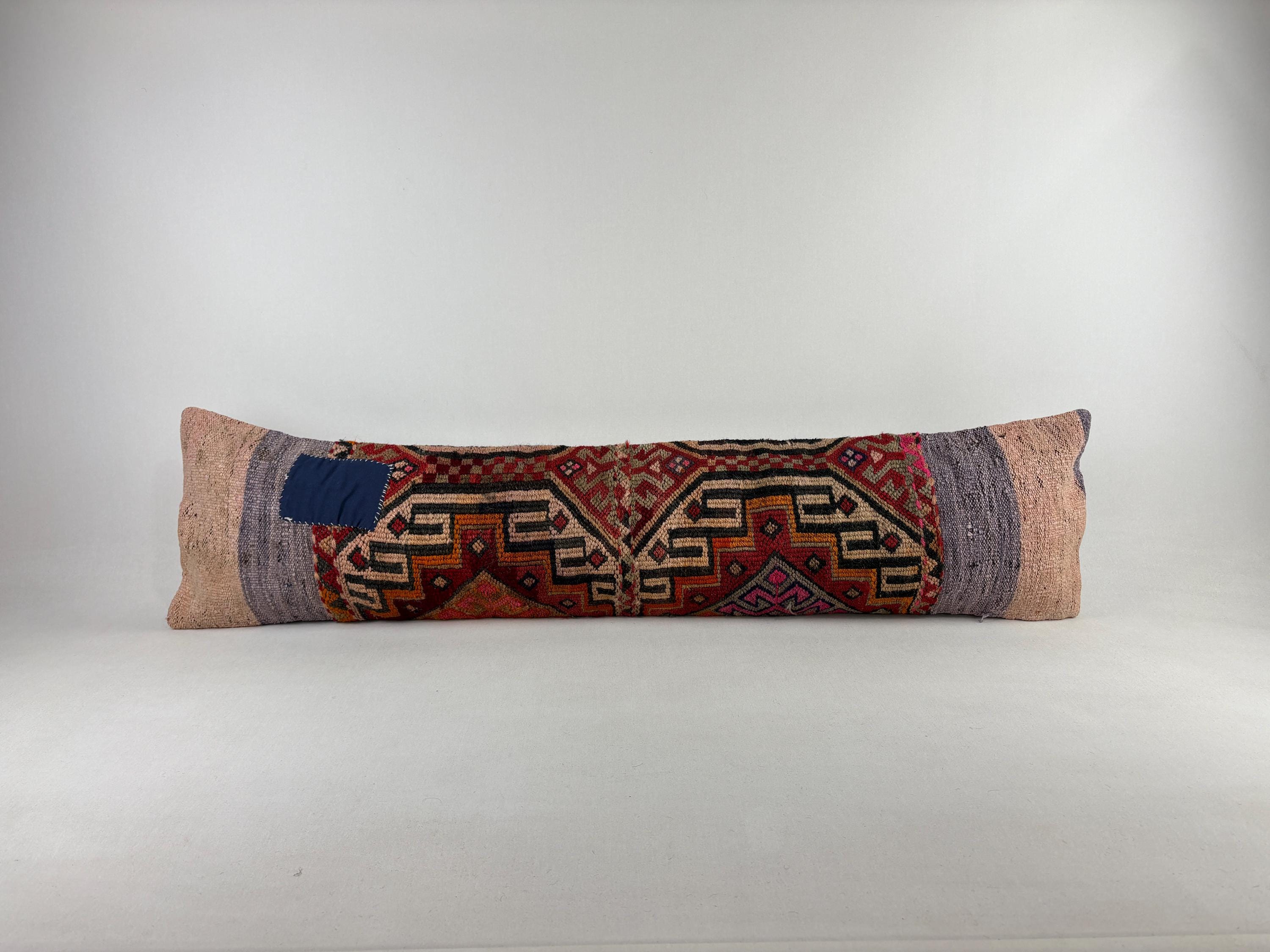 Cuscino lombare lungo 12x48, cuscino kilim, cuscino turco, cuscino marocchino, cuscino lombare, cuscino etnico, federa per cuscino in lana