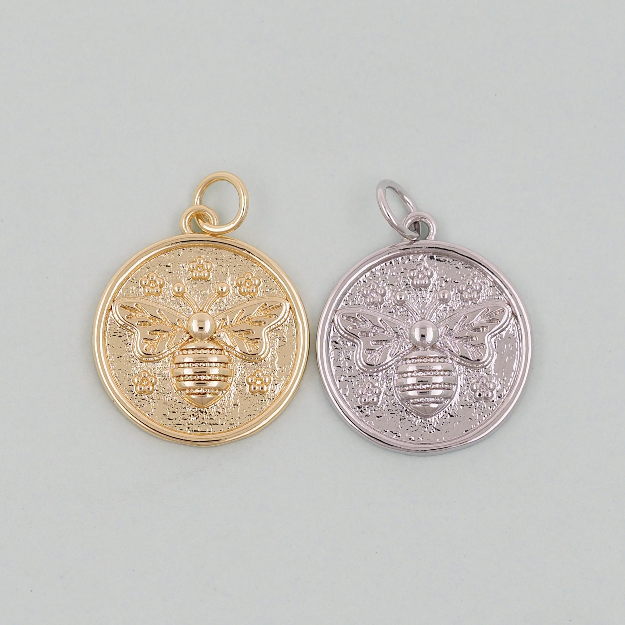 Ciondoli a forma di ape in oro, ciondolo a forma di ape riempito in oro 18 carati, collana con ciondolo a forma di ape per la creazione di gioielli fa
