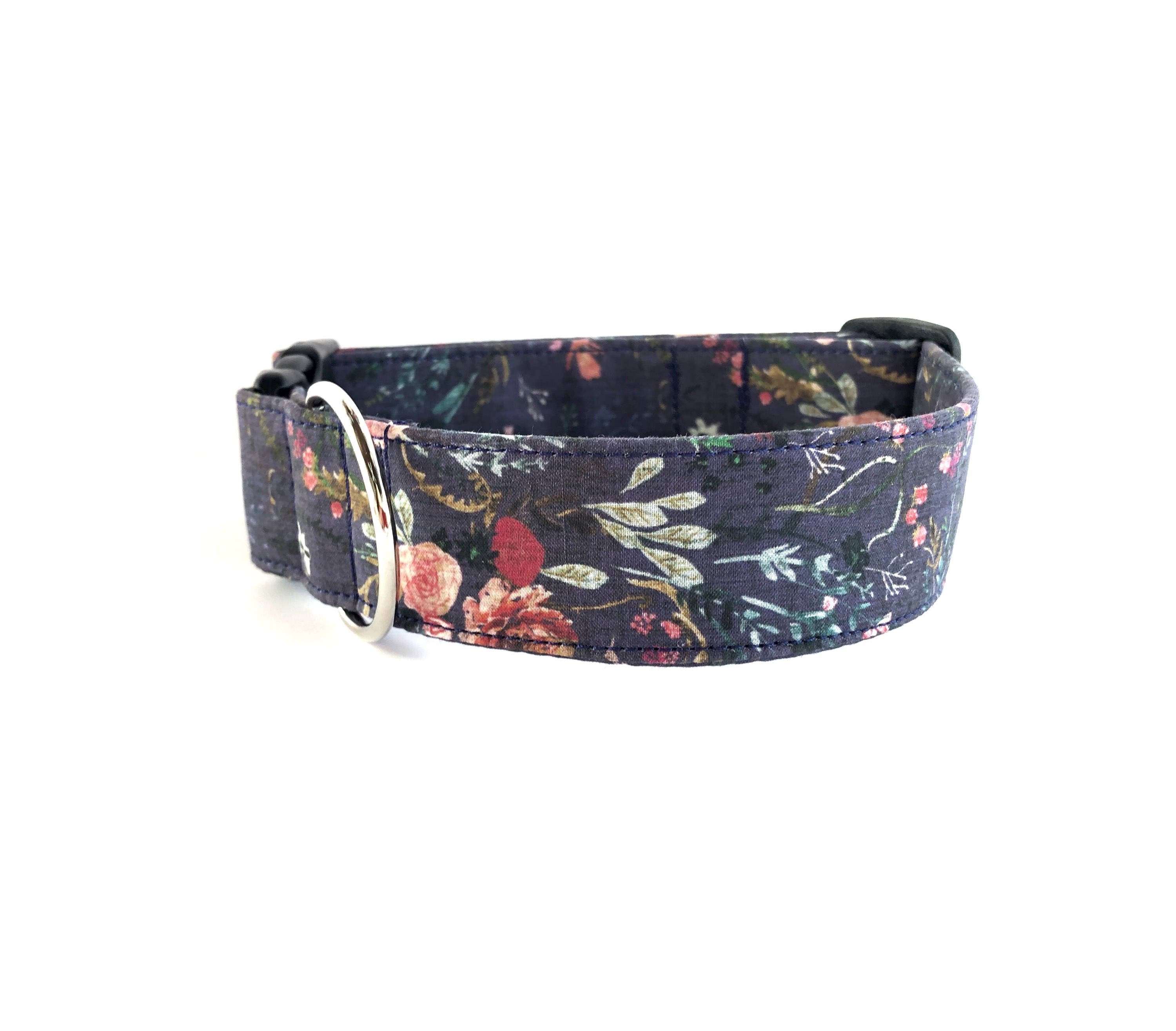 Collare per cani blu floreale, collare per cani ricamato, collare per cani personalizzato, collare per cani, collare per cani, collare, collare per ca