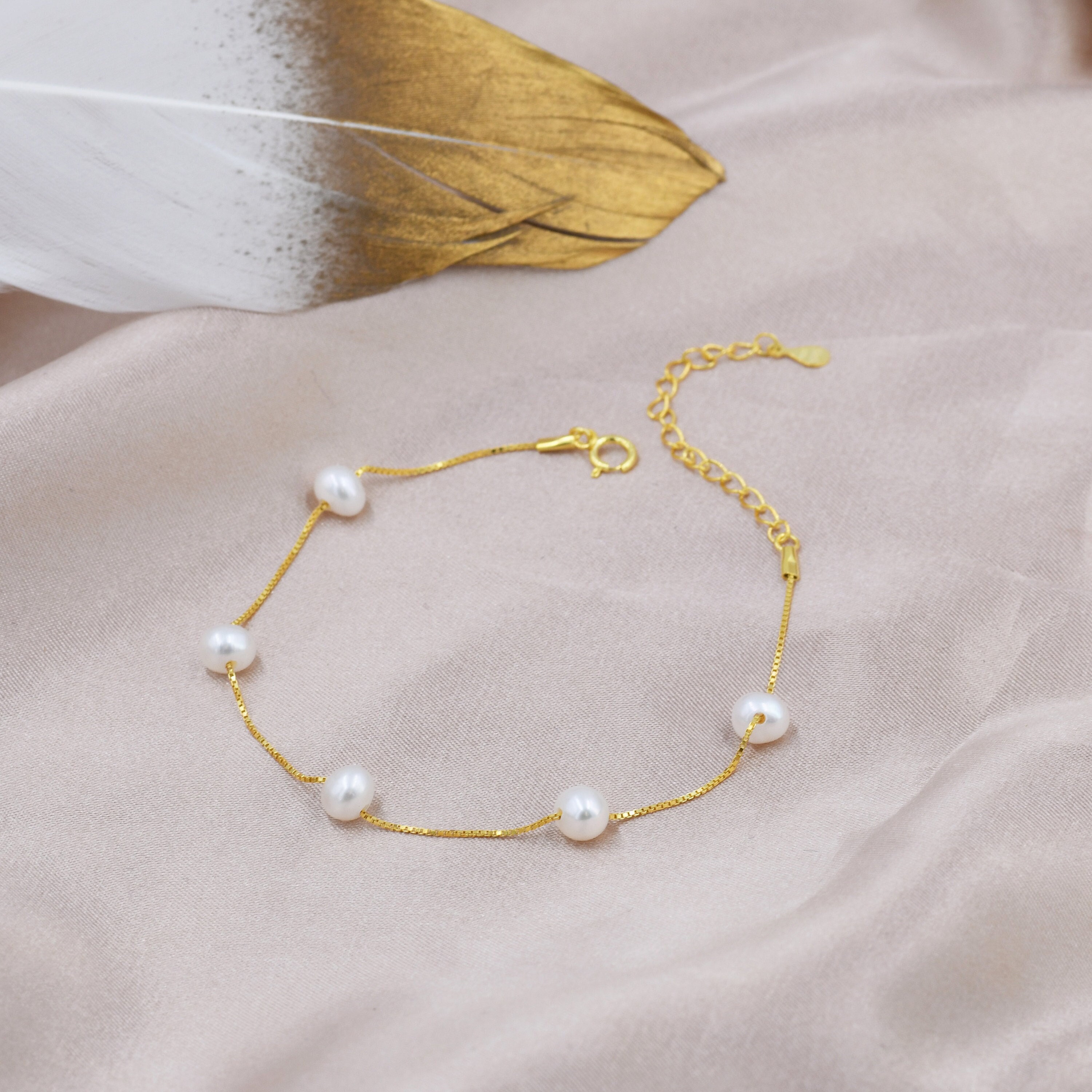 Bracciale in argento sterling con perle d'acqua dolce, argento o oro, perle d'acqua dolce autentiche, bracciale con perle naturali, perle d'avorio, ci