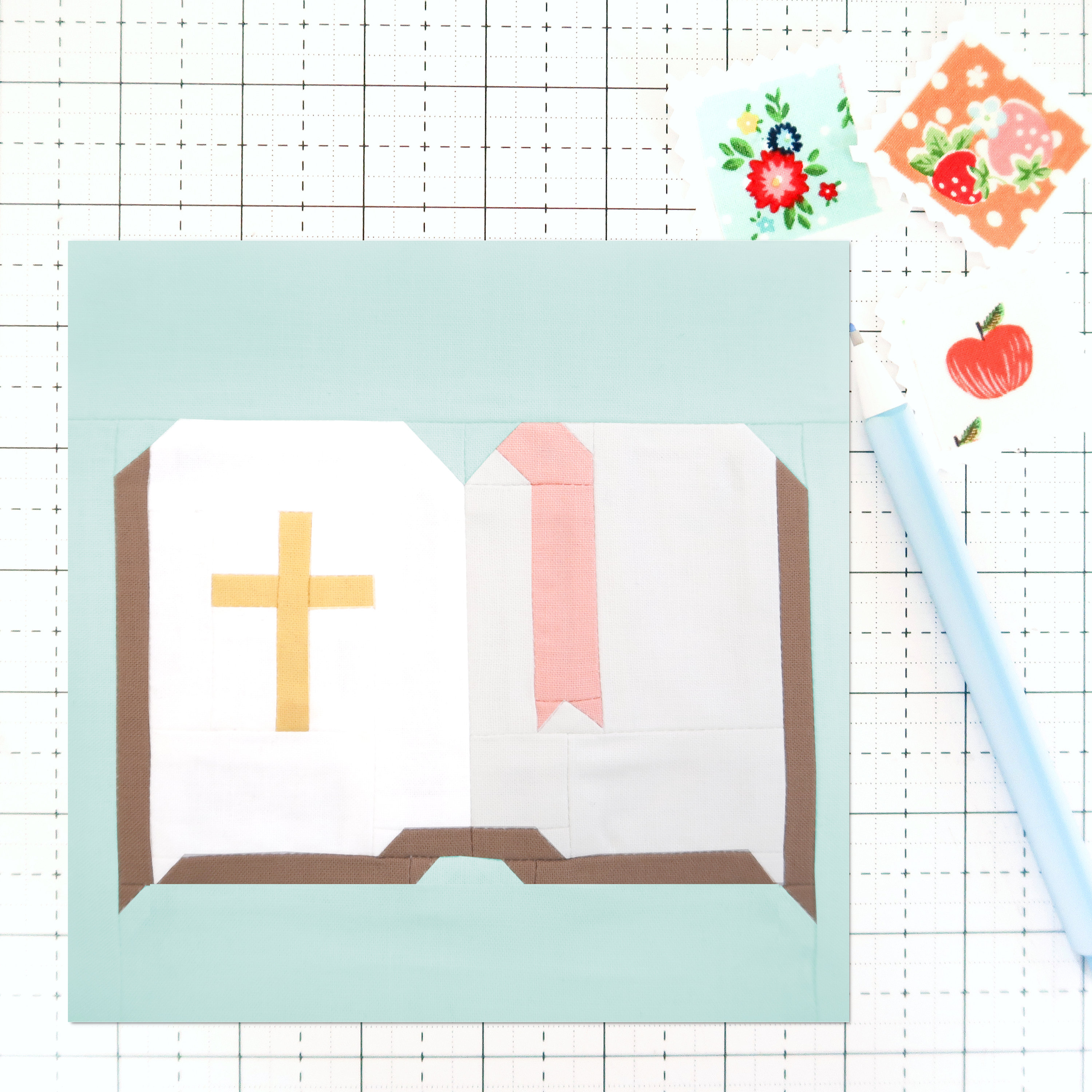Libro biblico Quilt Block Modello PDF - Istruzioni per blocchi finiti da 6 pollici, 9 pollici, 12 pollici, 18 pollici, 24 pollici