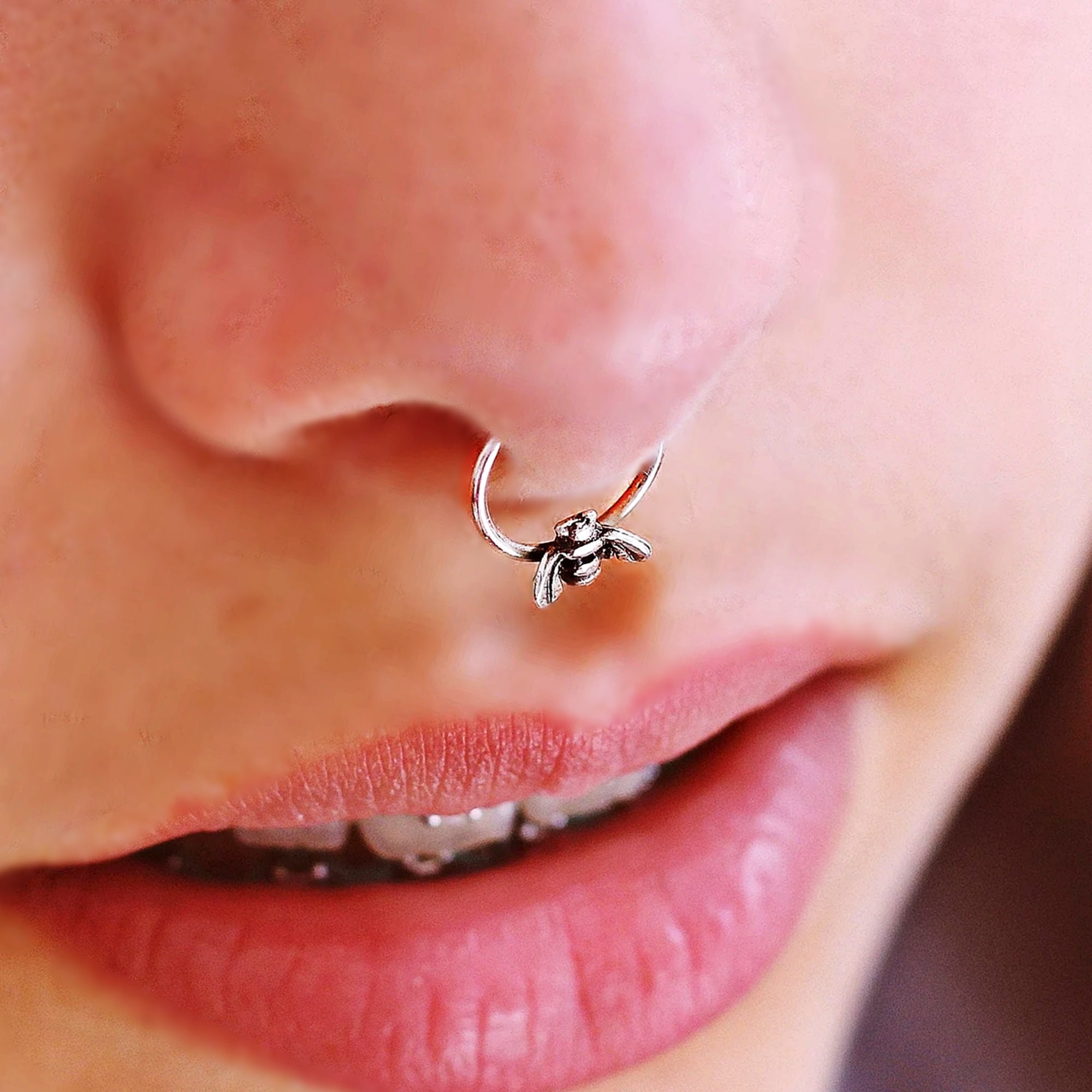 Finto anello al setto nasale, finto piercing al setto nasale, anello al setto nasale in oro 16 g, gioielli al setto nasale, piccolo anello al setto na