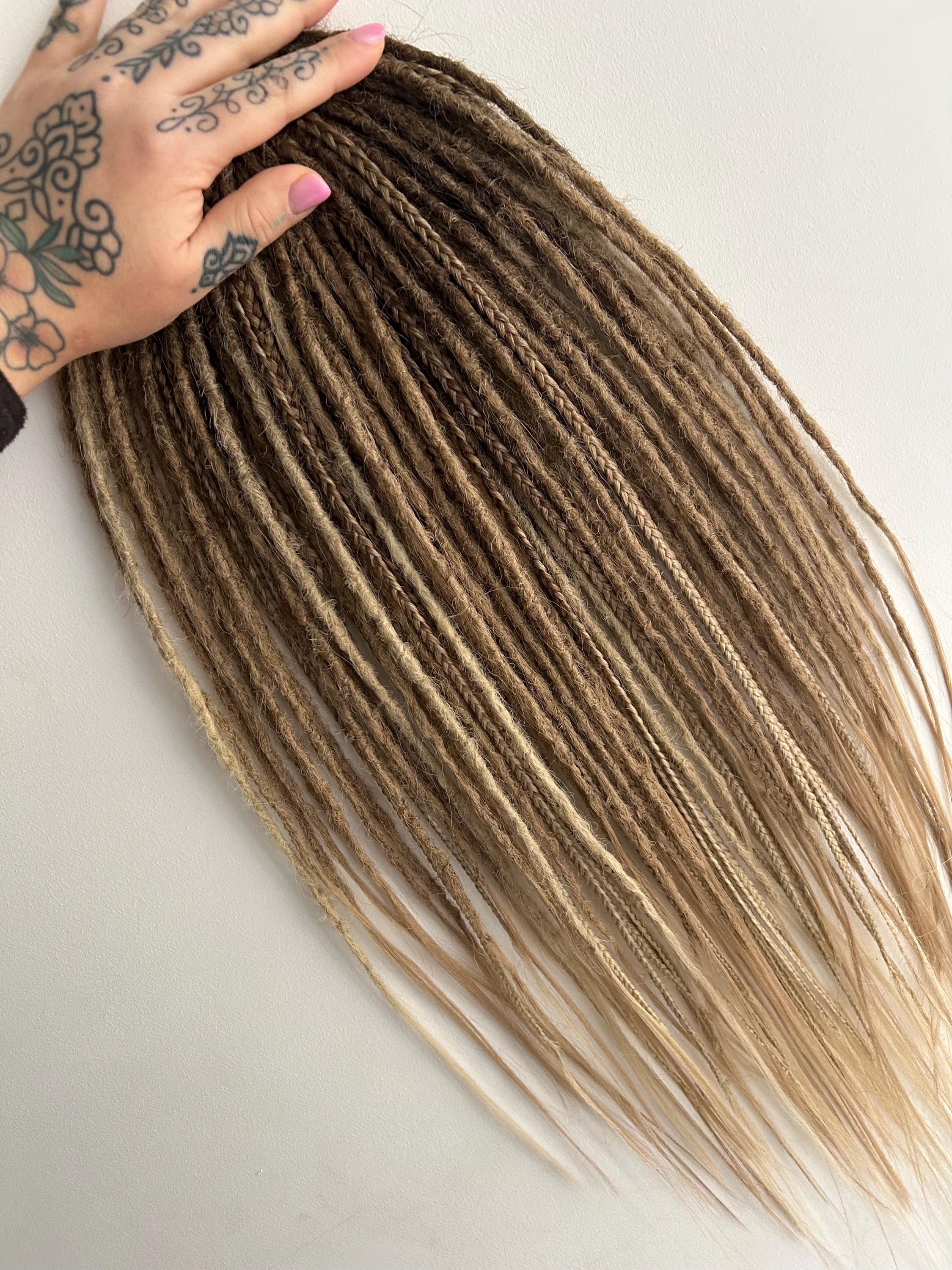 Dreadlocks DE, dreadlocks marroni e biondi sfumati, dreadlocks finti, extension per capelli, dreadlocks all'uncinetto, trecce, dreadlocks sintetici, d