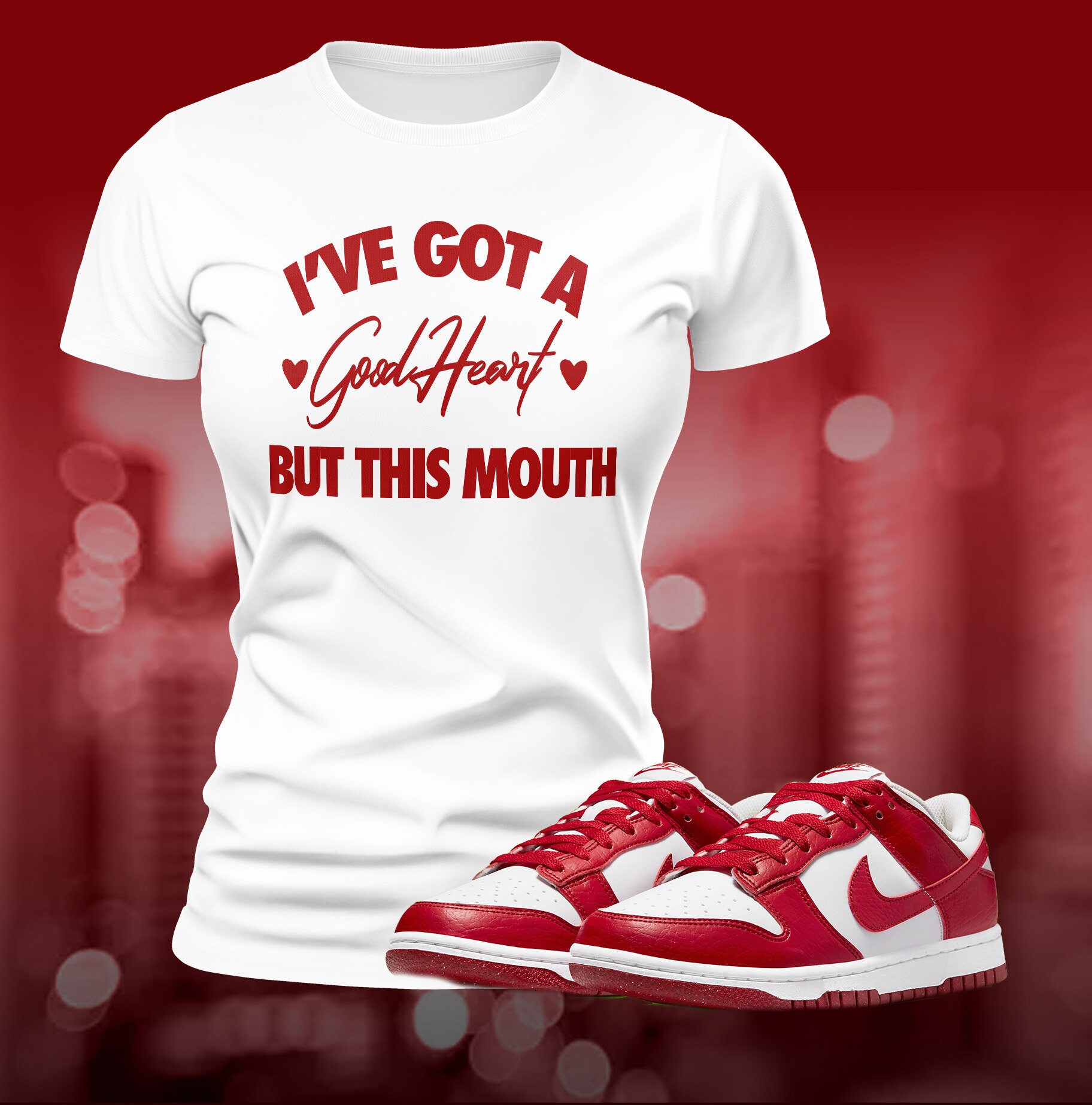 Red Dunks Low Sneaker Match Tee T-shirt da abbinare a scarpe streetwear Match T-shirt a maniche corte in jersey unisex retrò estivo