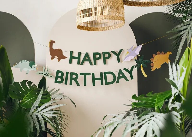 Striscione di buon compleanno a tema dinosauro, striscione di compleanno carino a tema dinosauro, buon compleanno a tema dinosauro, decorazioni di com