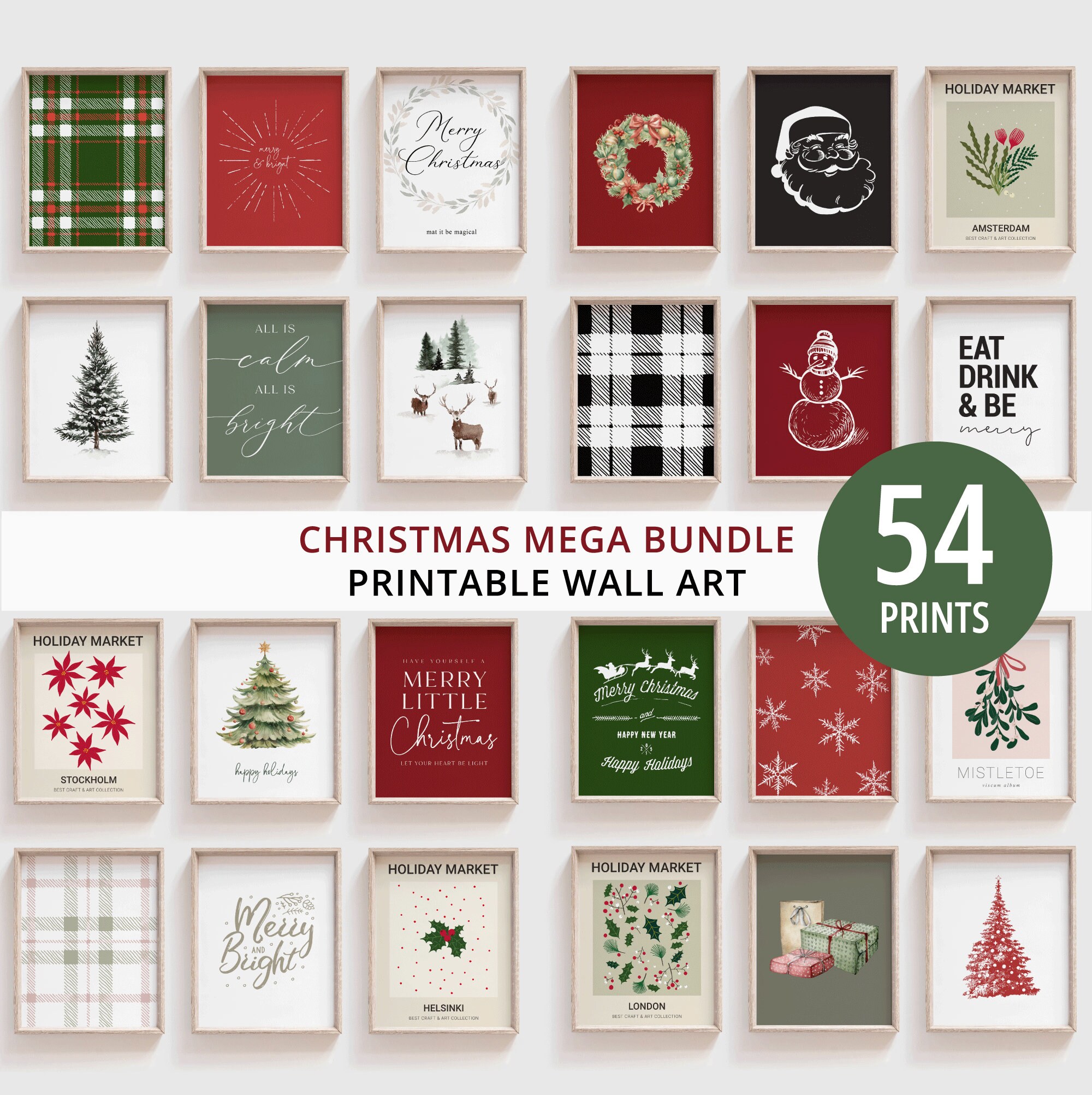 MEGA BUNDLE di Natale 54 stampe incluse, stampe natalizie della Galleria di Natale, stampe da parete natalizie stampabili, stampe da parete natalizie,
