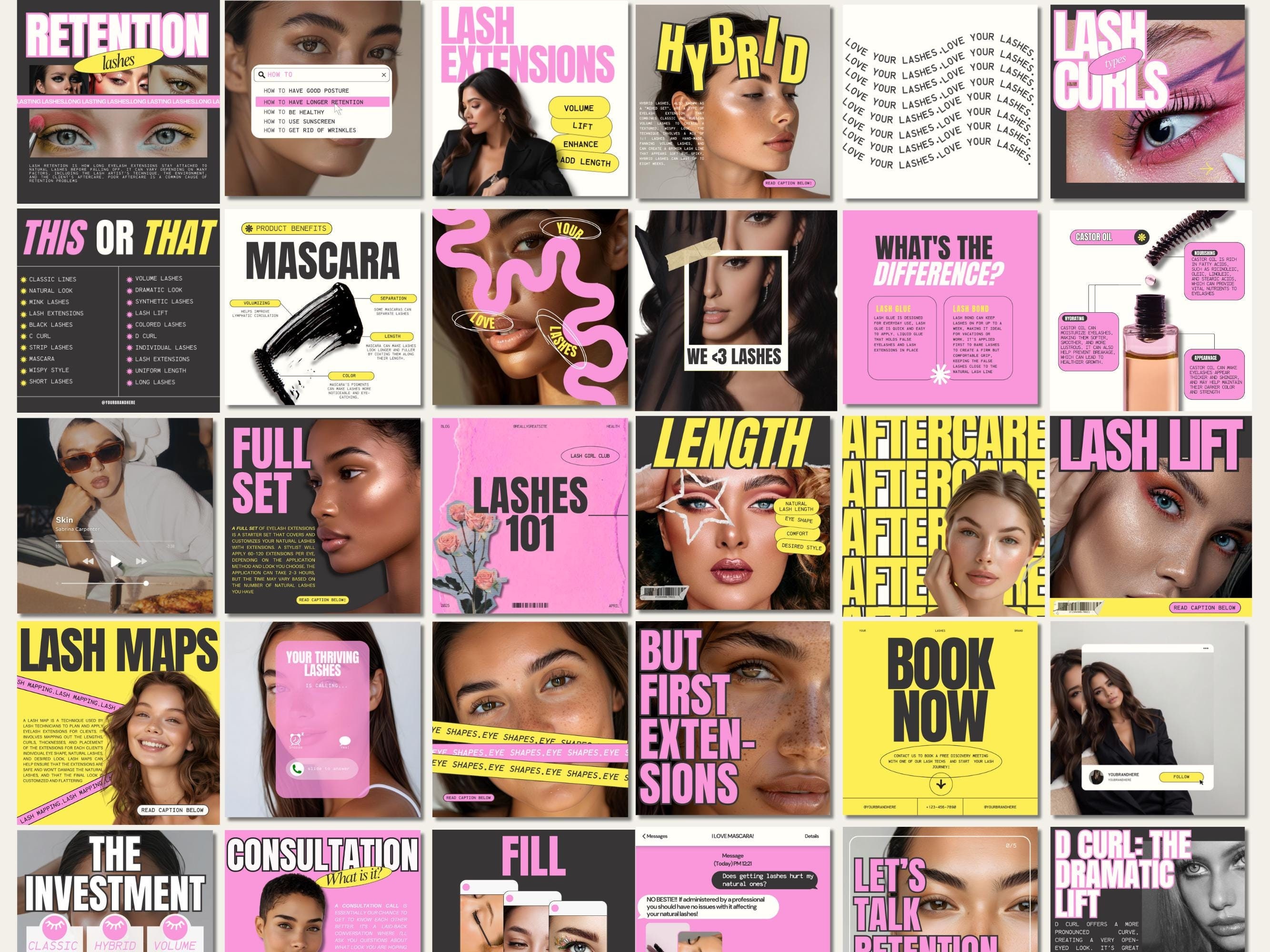 Lash Tech Instagram, Lash Instagram, Modelli per Lash Artist, Modello per social media con ciglia, Modelli per Instagram con ciglia di lusso, Post per