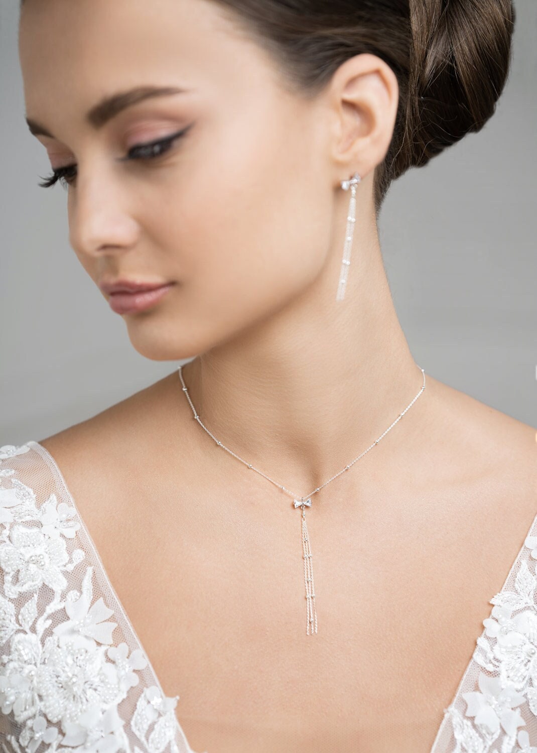 Collana da sposa, Lili, collana da sposa con strass, collana da sposa con cristalli, collana da sposa con ciondolo, gioielli da sposa