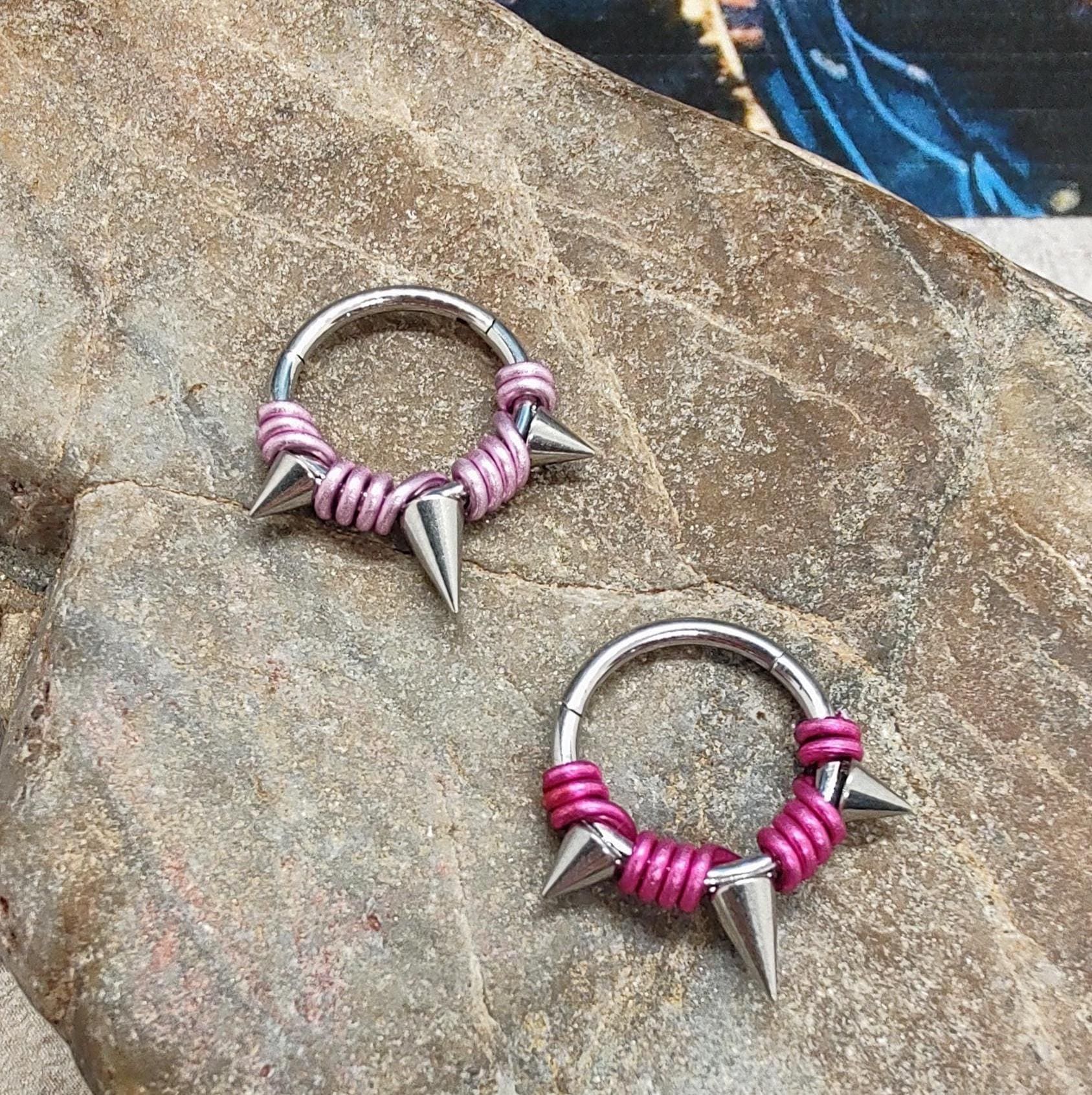 Clicker incernierato in titanio da 16 g, clicker incernierato con punte, clicker incernierato da 1,2 mm, anello daith, anello setto, anello setto con