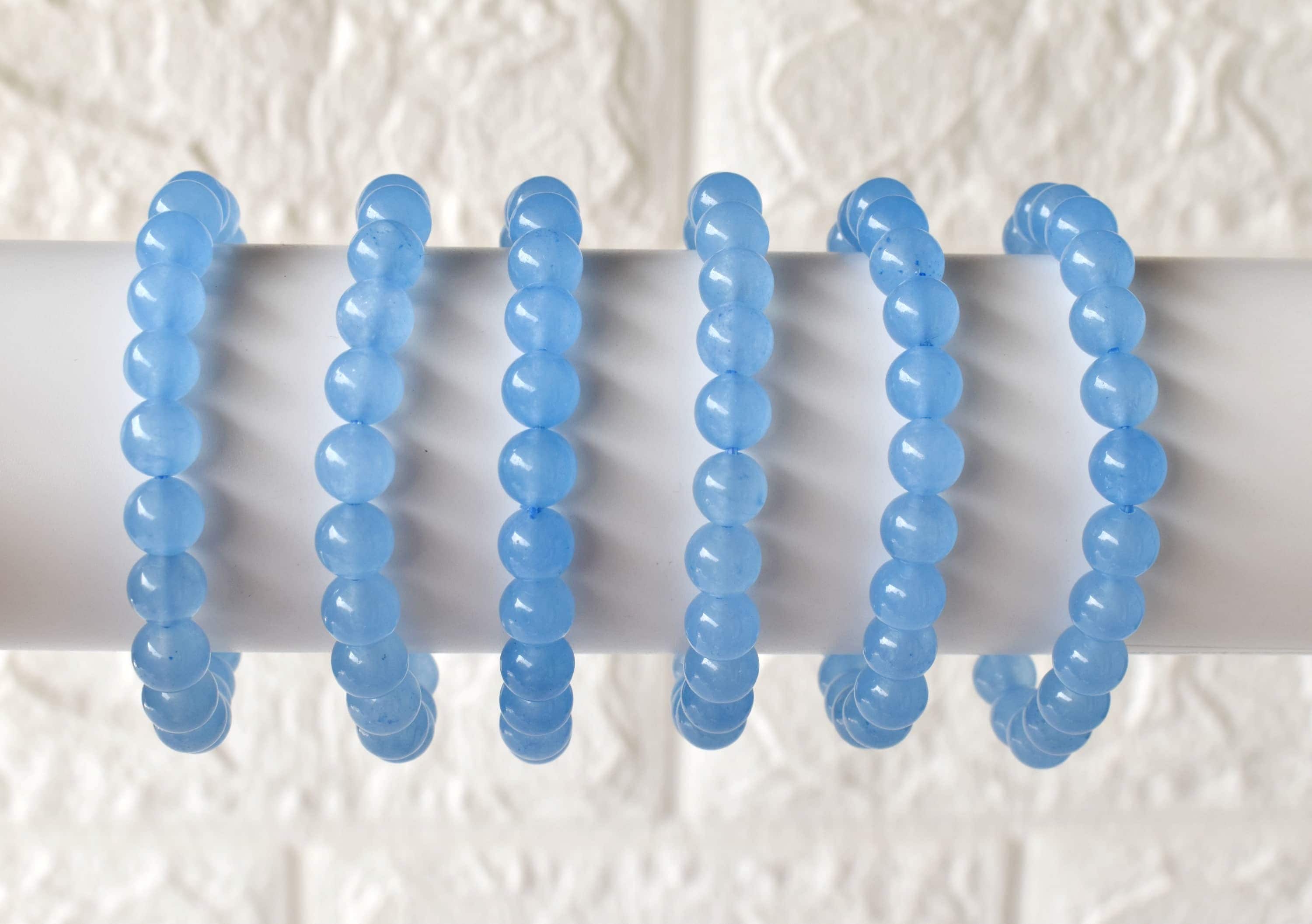 Bracciale in calcedonio, bracciale con perline rotonde a D, bracciale con pietre preziose, bracciale con perline da 6 mm, 8 mm, 10 mm, bracciale con p