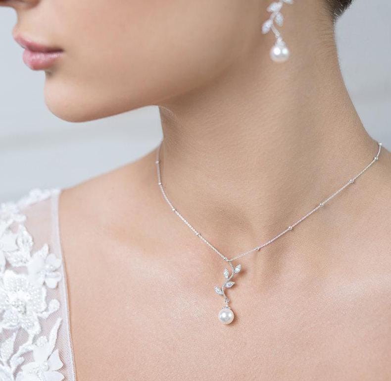 Collana da sposa, Jade, gioielli da sposa in perle, collane da sposa in argento, collana da sposa strass, collana da sposa in cristallo