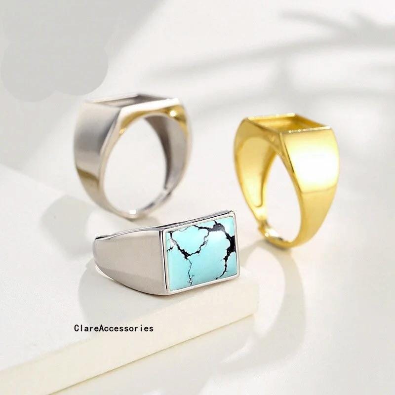 Anelli grezzi in argento sterling da 3-20 mm, montatura per anello quadrato rettangolare, 3 x 5 mm 6 x 8 mm 7 x 9 mm 8 x 10 mm 8 x 12 mm 9 x 11 mm 10