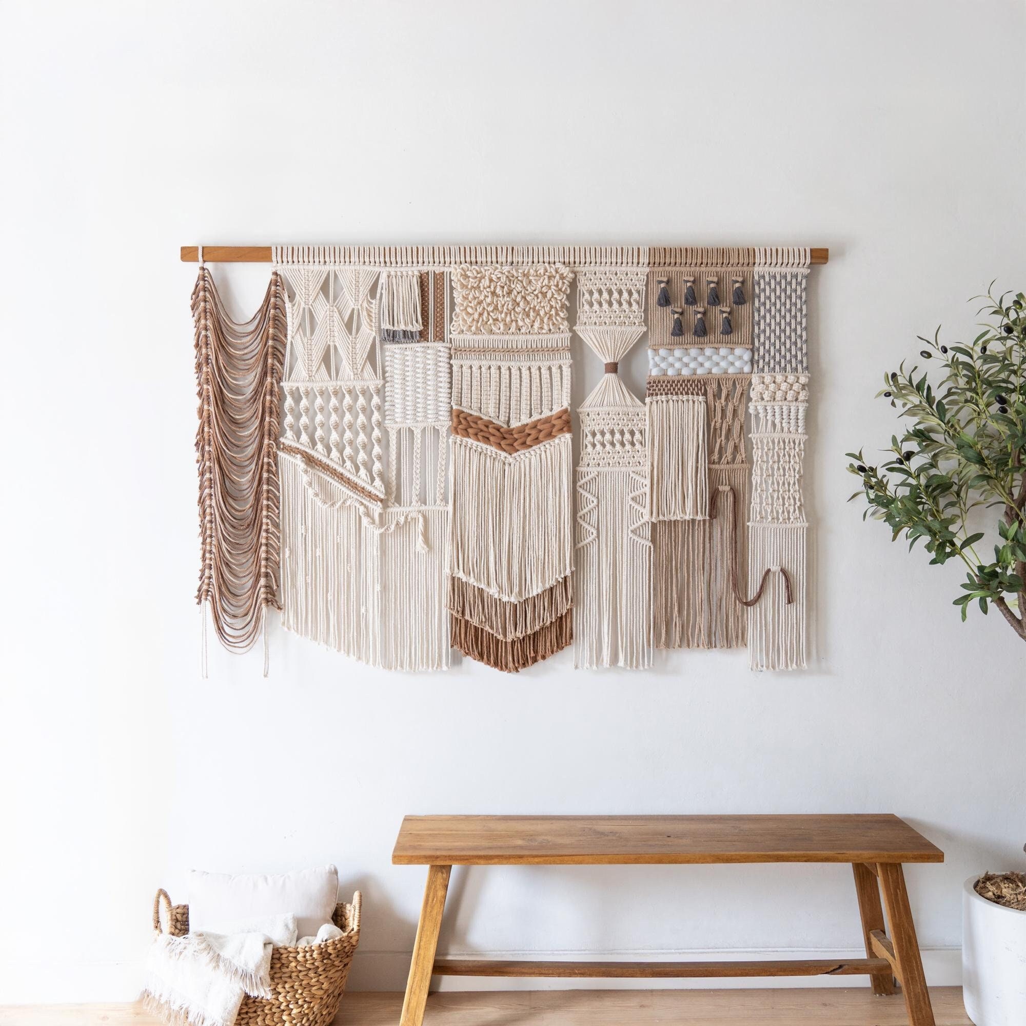 Arazzo da parete, grande arazzo da parete in macramè, arazzo da parete in macramè, decorazione da parete in macramè, arte da parete strutturata, decor