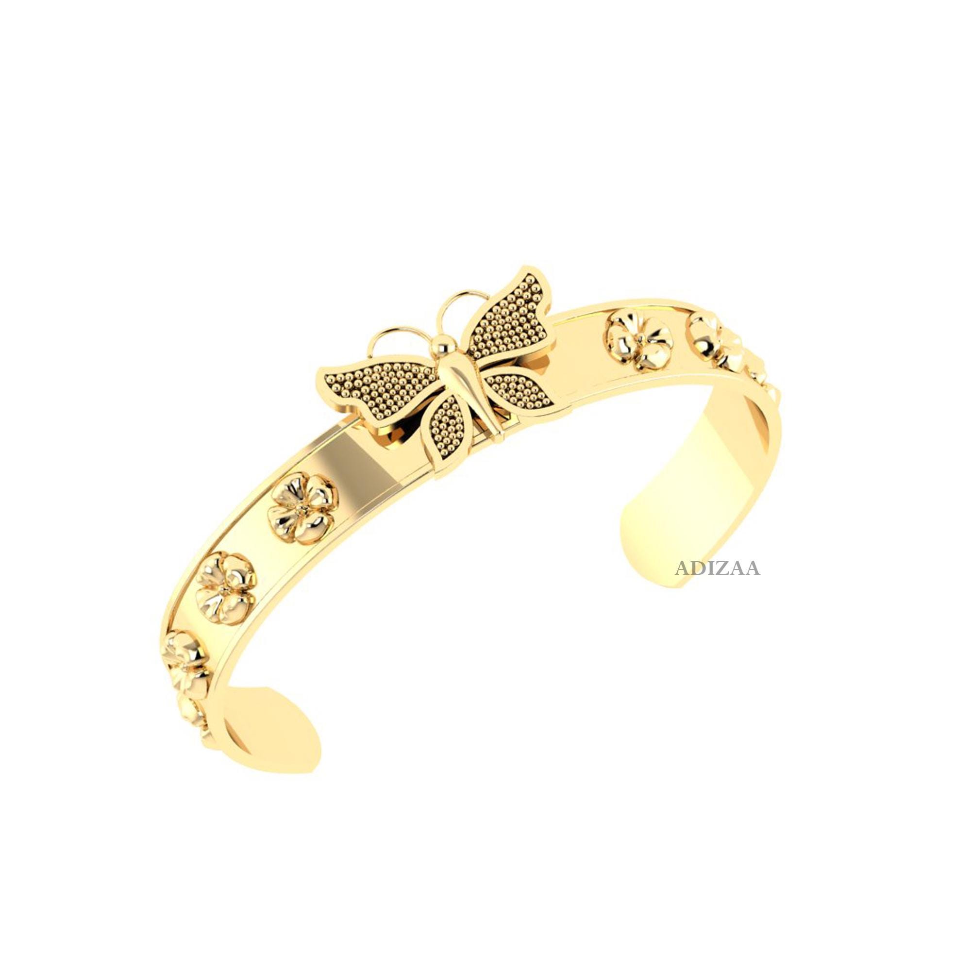 Bracciale a farfalla riempito in oro 18 carati, bracciale rigido in oro, bracciale delicato, bracciale per tutti i giorni, bracciale regolabile, gioie