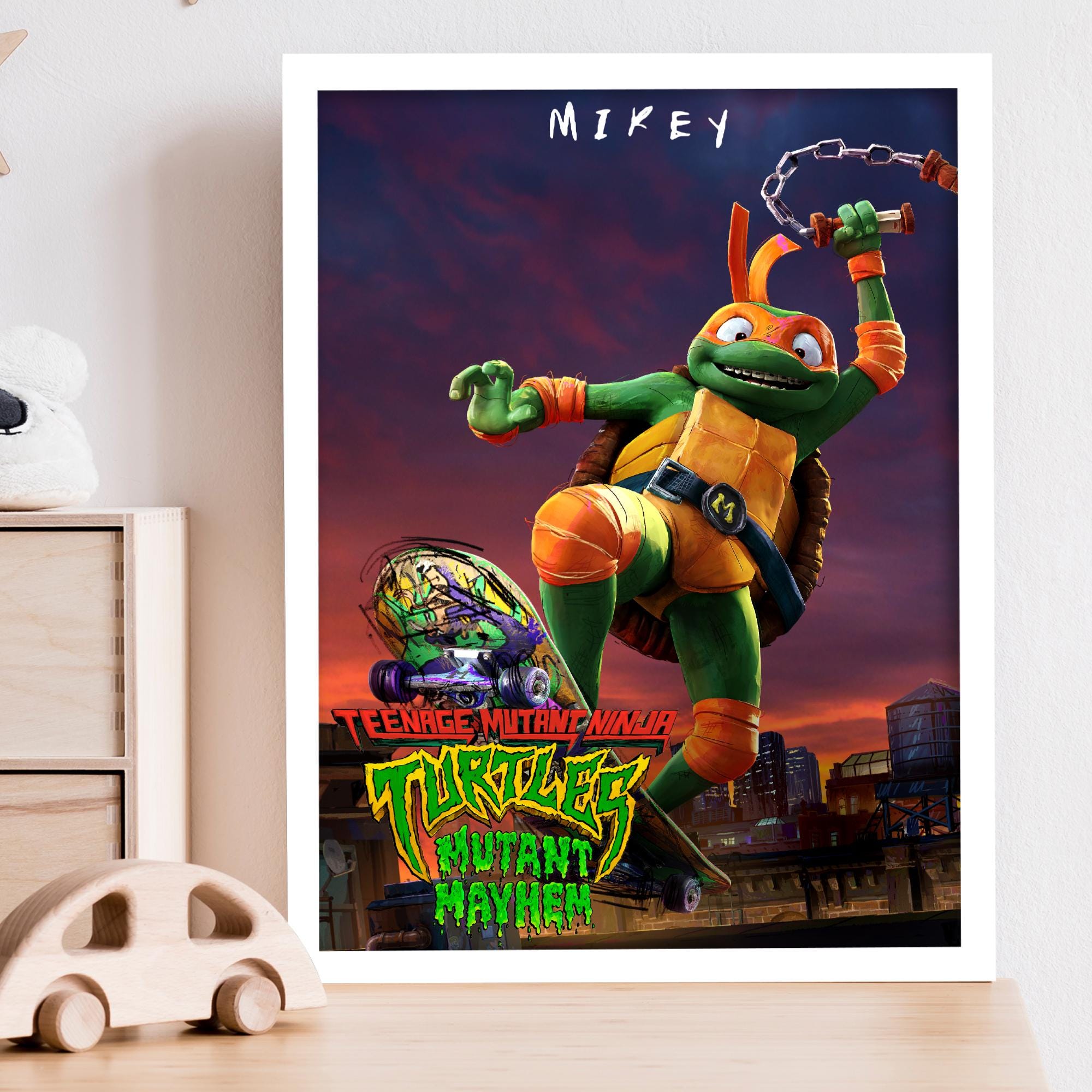 Stampa Teenage Mutant Ninja Turtles - Poster Mikey Mutant Mayhem TMNT Wall Art