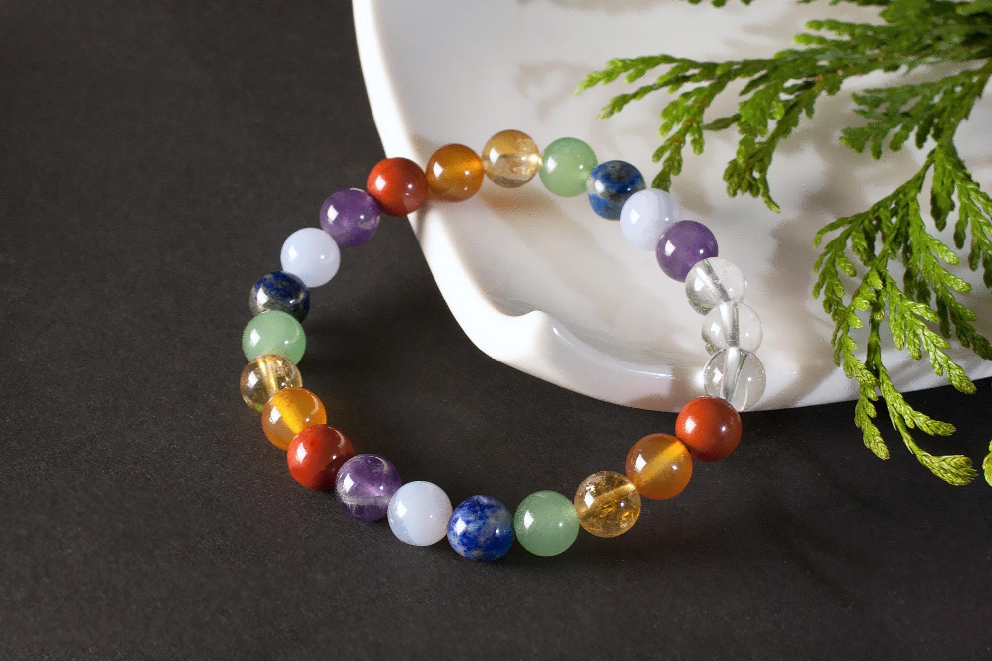 Bracciale Chakra | Bracciale di cristallo per 7 Chakra | Bracciale di cristallo Chakra | Bracciale di pietre preziose colorate | Bracciale con cristal