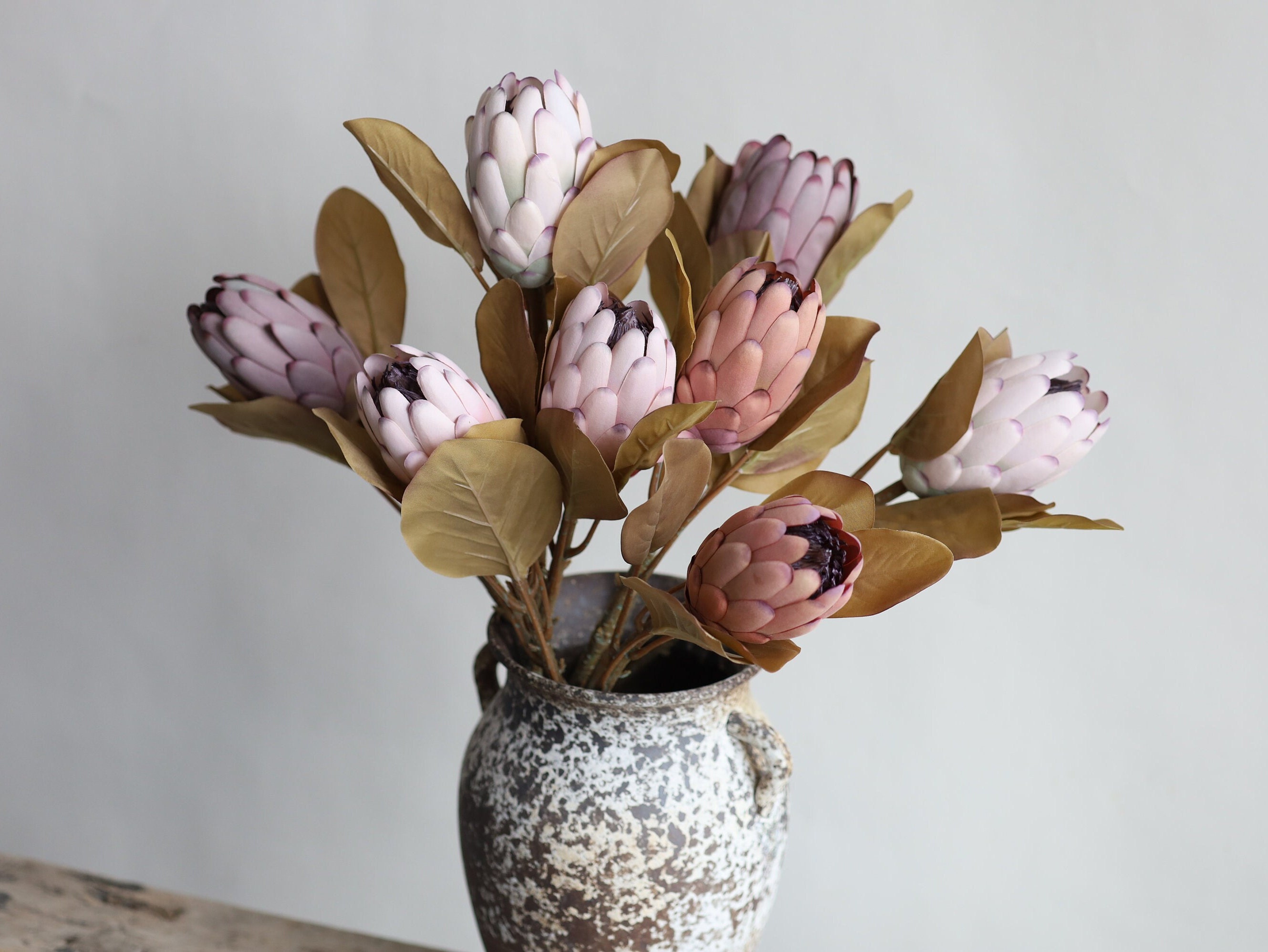 "Stelo di Protea Re Finto da 26,4\", Fiori Artificiali, Protea Bianca, Protea Artificiale, Protea Autunnale, Matrimonio/Decorazione Domestica/Fiori Autu"