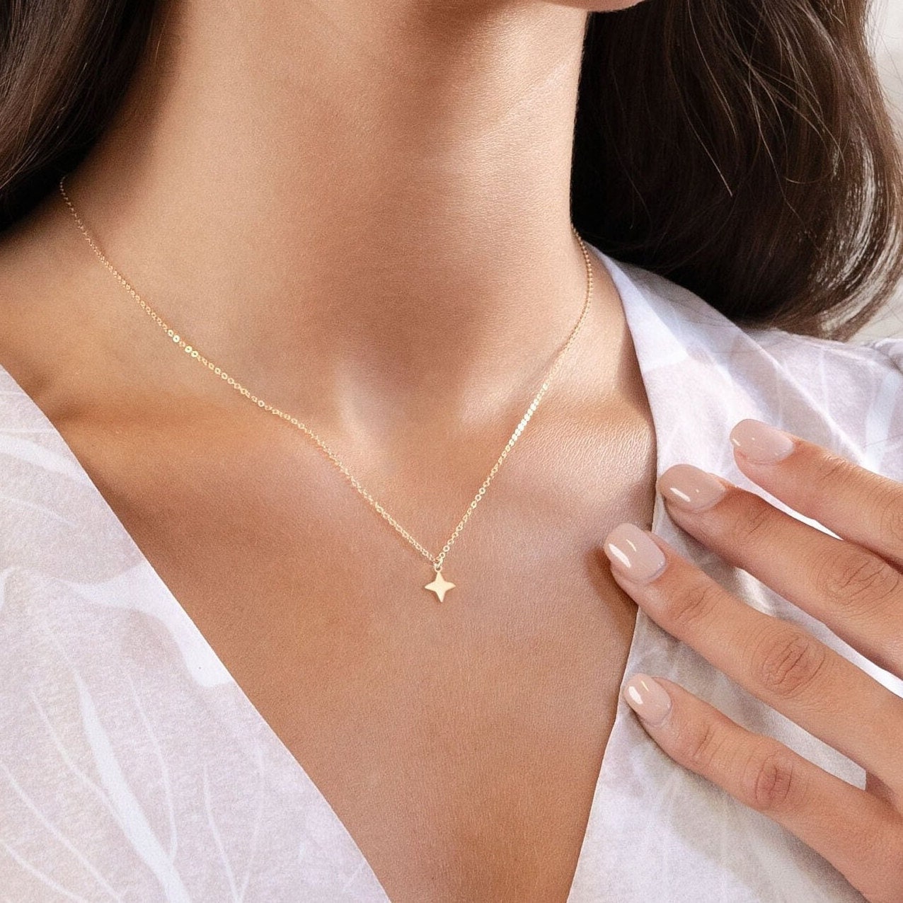 Collana con ciondolo a forma di stella, ciondolo a forma di stella polare, collana celeste, gioielli con stelle, ciondolo a forma di stella, regalo pe
