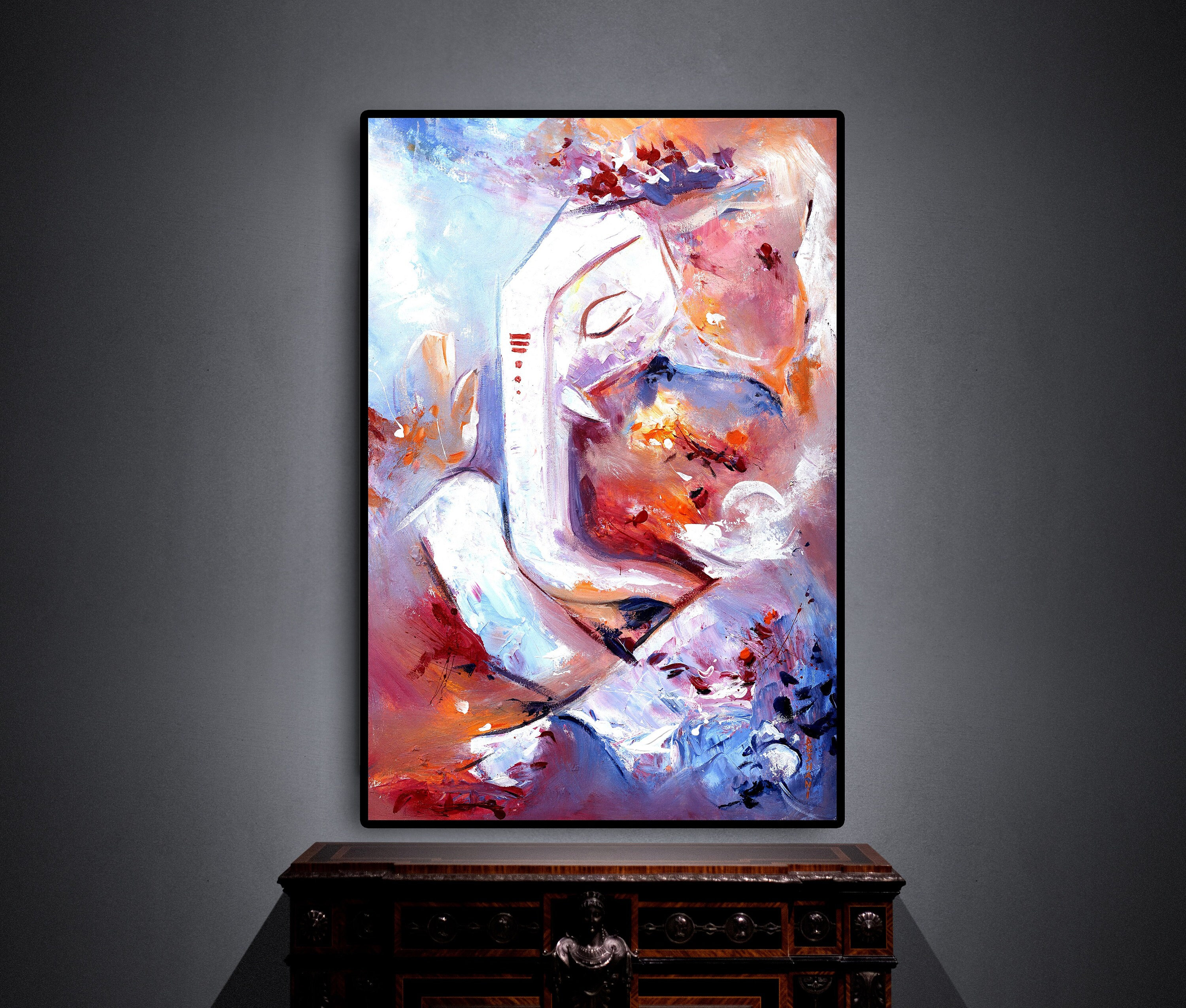 Dipinto di Ganpati, dipinto moderno di Ganesha, dipinto del dio indù Ganesha su tela, decorazione murale, arte murale di Ganesha, decorazione per l'in