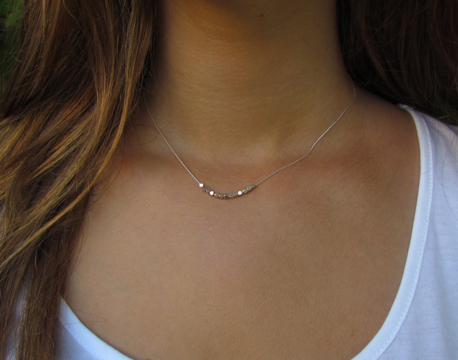 Collana in argento, collana minimalista in argento, collana in argento delicata, collana in argento semplice, collana a strati, collana moderna