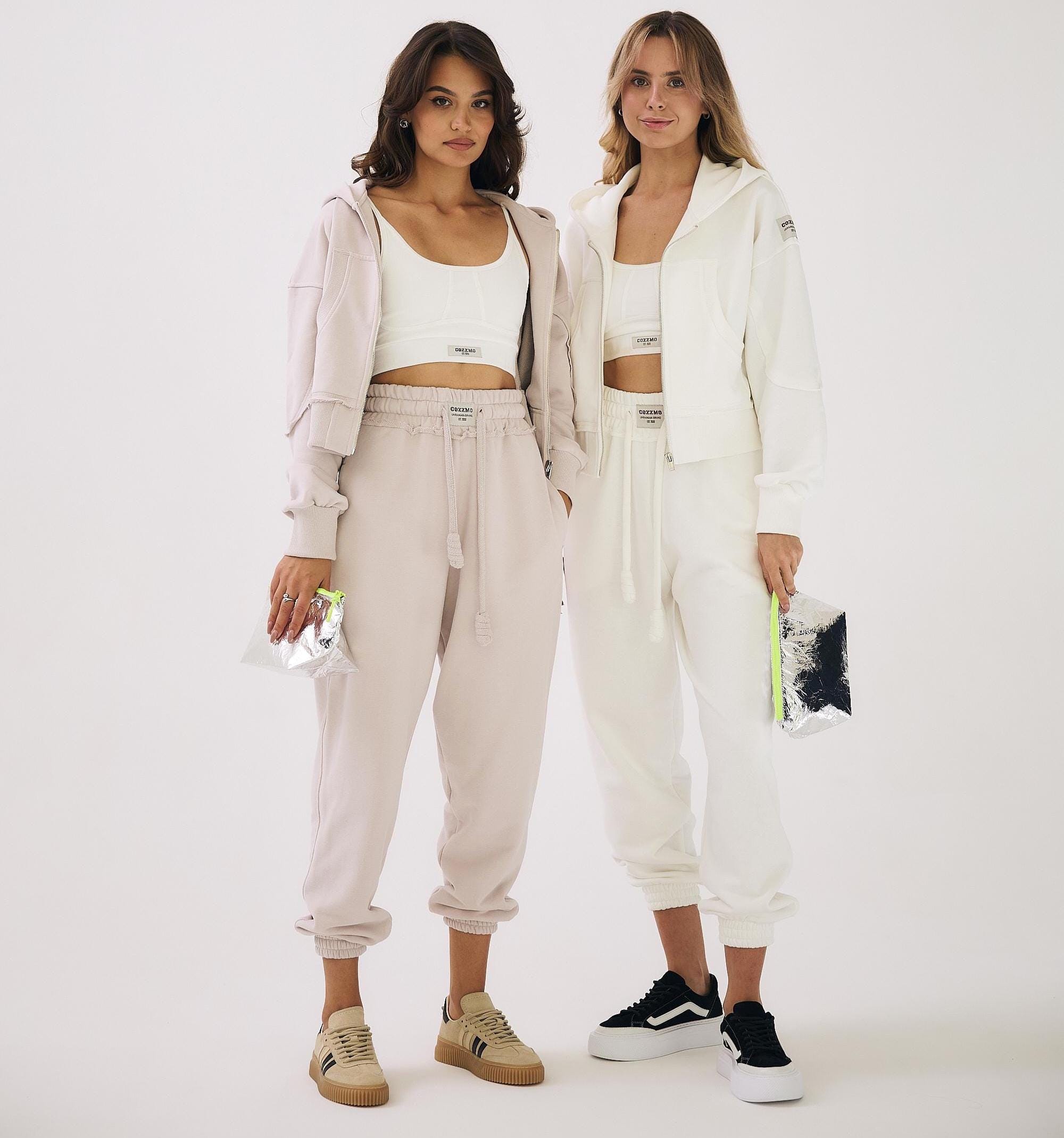 Tuta da donna in cotone fatta a mano / Felpa con cappuccio e pantaloni della tuta / Tuta da sci con jogger / Completo da salotto da donna / Tuta sport