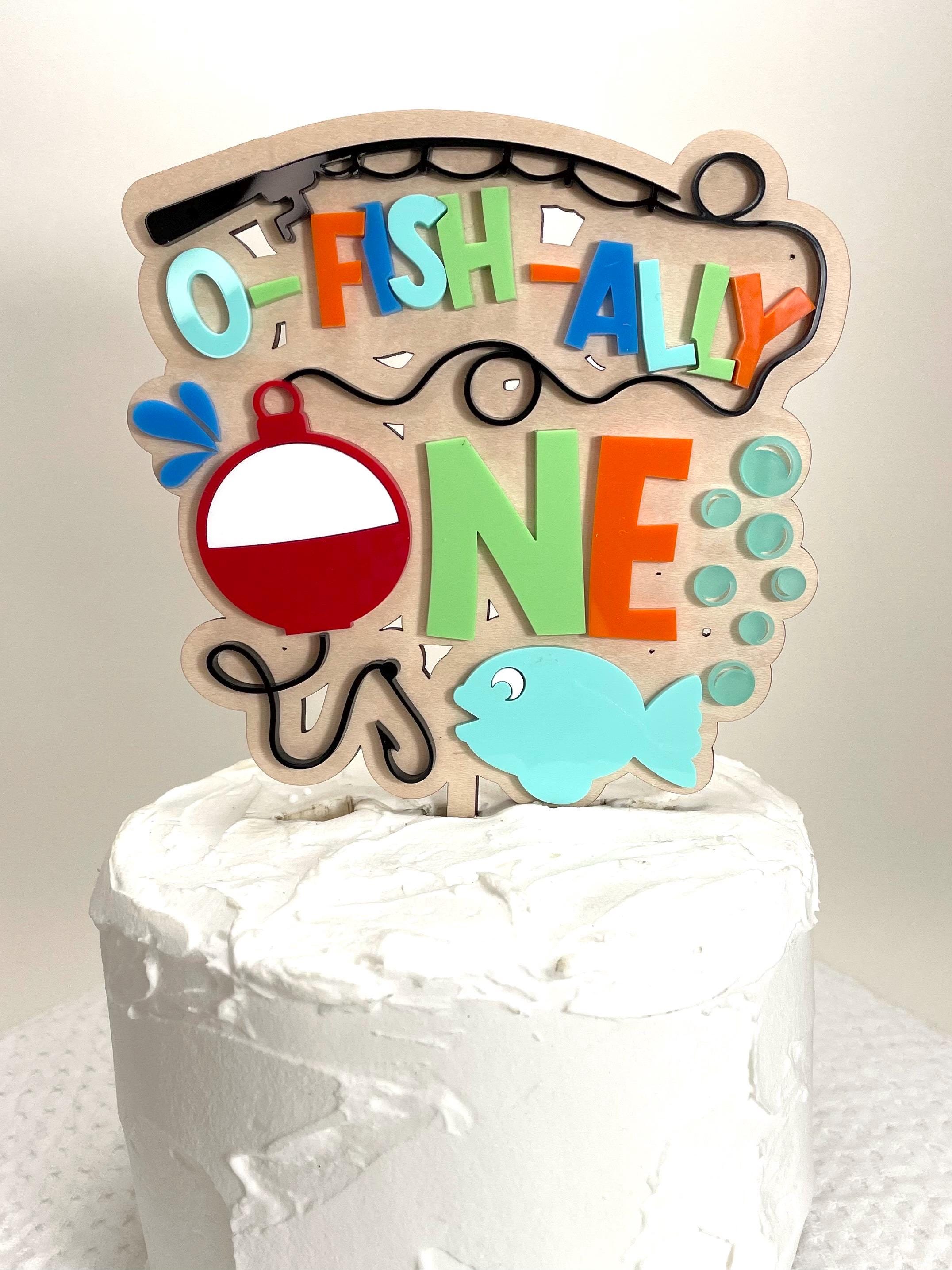"o \"FISH\" ALLY ONE Cake Topper, Oh Fishally 1 Cake Topper, Cake Topper per il primo compleanno di pesca, Cake Topper per il compleanno, Cake Topper per"