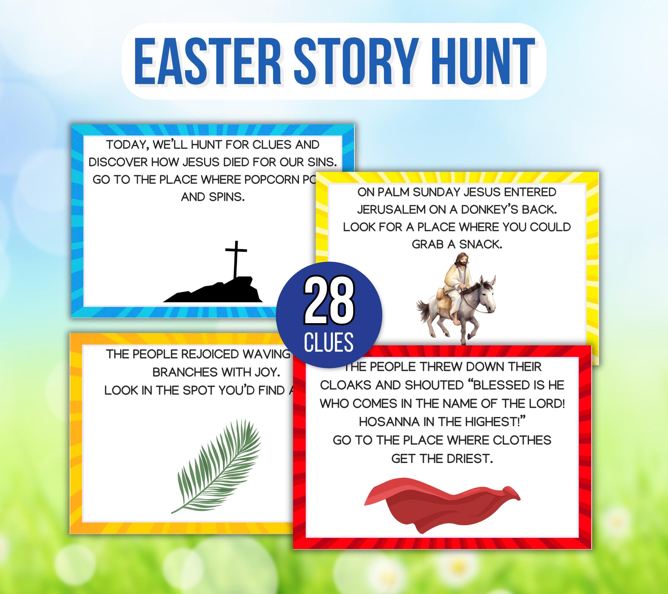 Caccia al tesoro di storie di Pasqua, caccia al tesoro religiosa di Pasqua, caccia al tesoro cristiana di Pasqua, caccia al tesoro di storie di Pasqua