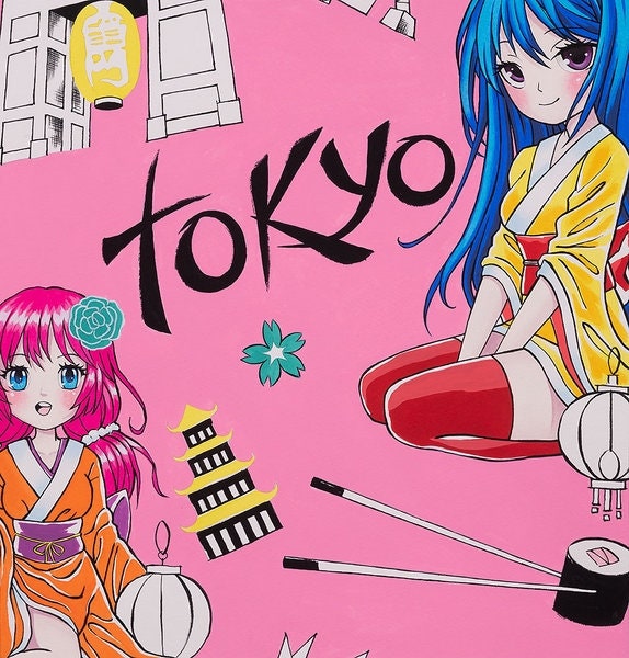 Tessuto in cotone Manga GEISHA di Alexander Henry, Tokyo Dream, ragazza, panda, fiore di loto, kimono, tessuto patchwork, tessuto, cucito, 0,50 m