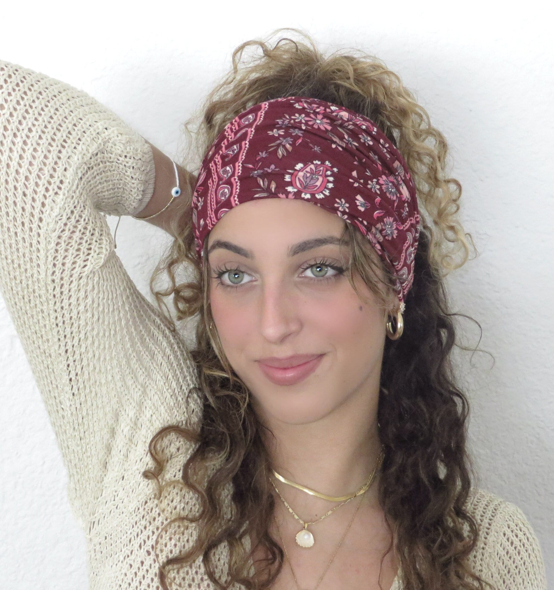 Fascia per capelli da donna, fascia per capelli boho, fascia per capelli extra larga, fascia per capelli yoga, fascia per capelli arricciata, fascia p