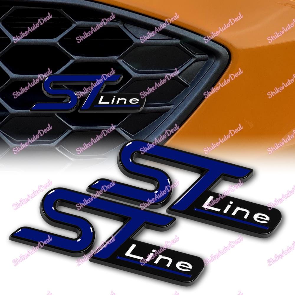 Set da 2 pezzi di griglia anteriore per auto, baule, 3D in metallo ST_Line, paraurti, distintivo, emblema, adesivi, 73 mm x 27 mm