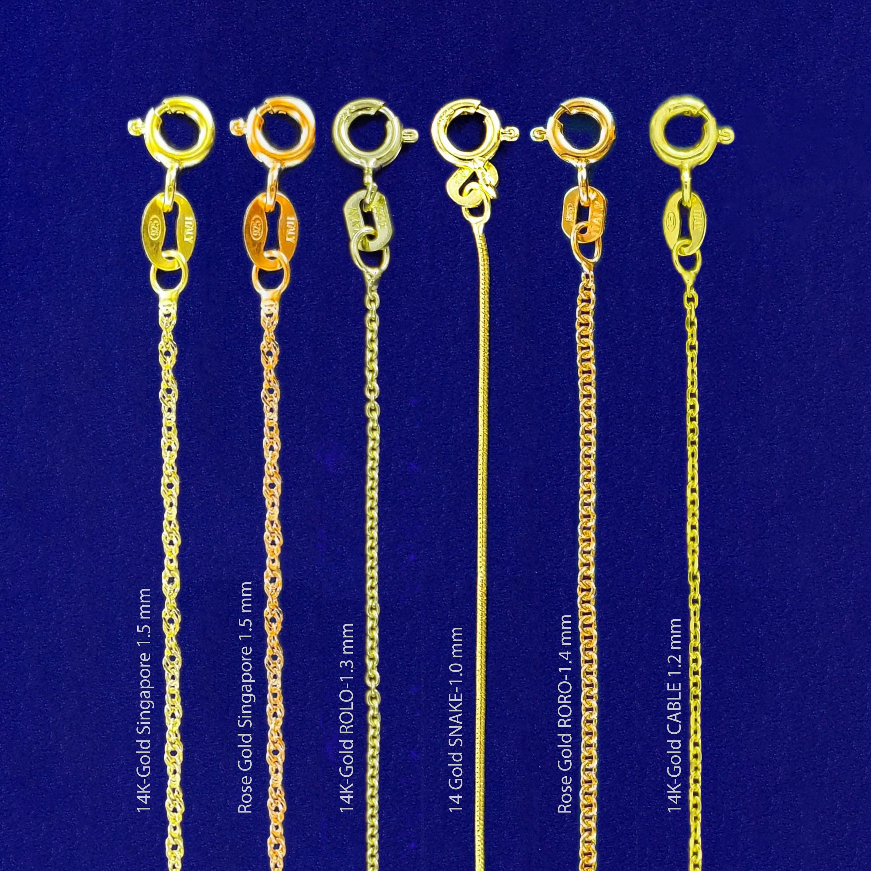 "Collana a catena placcata oro 14K / Collana a catena in oro giallo - Placcato oro rosa / Collana a catena Singapore/ROLO/SNAKE/CABLE /14\"/16\"/18\"/20\"/"