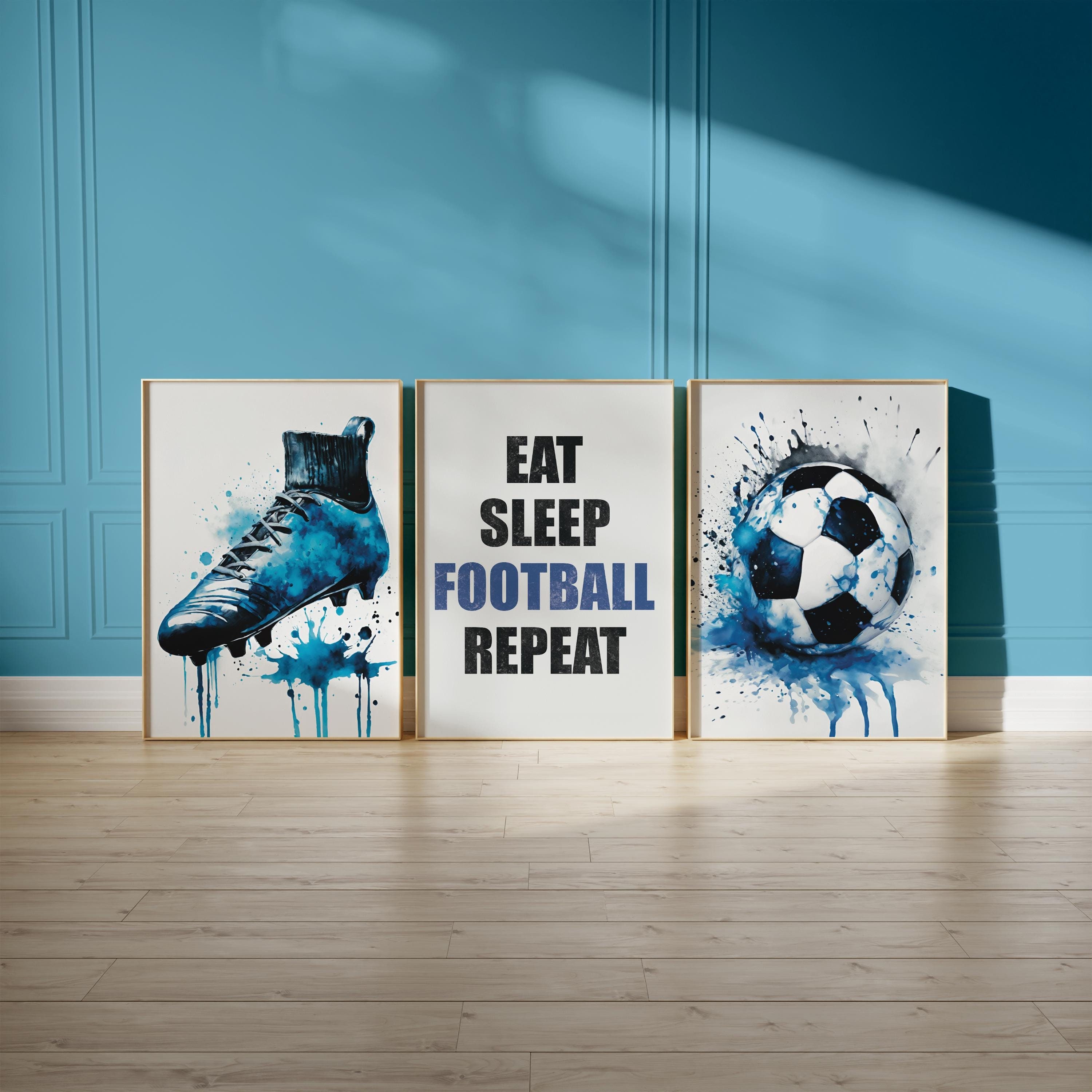 Stampe artistiche da parete a tema calcio per la camera da letto di ragazzi, decorazioni per la stanza di preadolescenti e adolescenti.