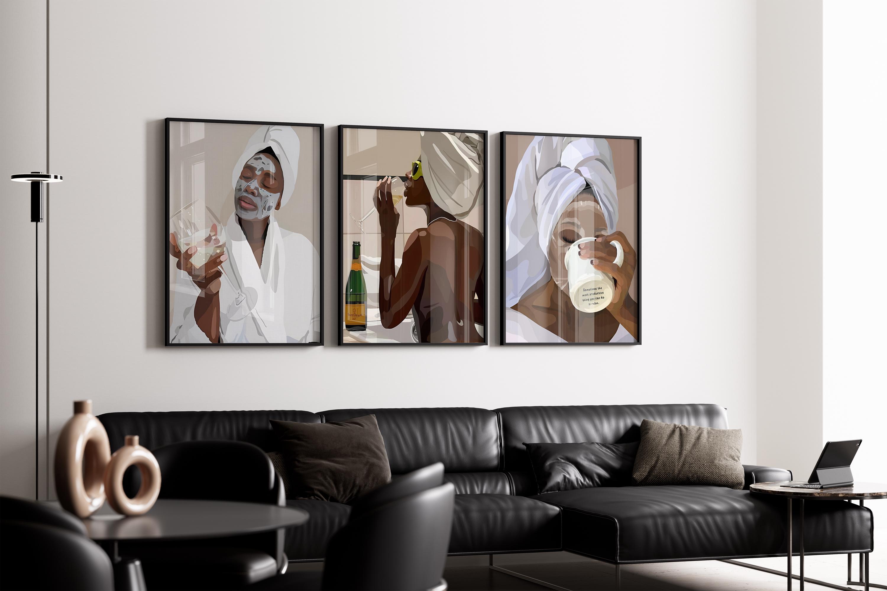 Pacchetto da 3 set, Arte nera, Arte ragazza nera, Arte murale donna nera, Arte murale nera, Arte donna nera, Arte murale ragazza nera, Regalo per lei