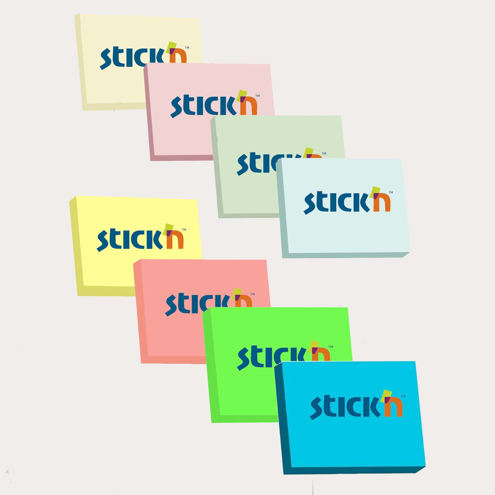 Blocchetto per appunti Stick'n Sticky Post Script #1 38 mm x 51 mm, adesivo e rimovibile, confezione da 4 blocchetti