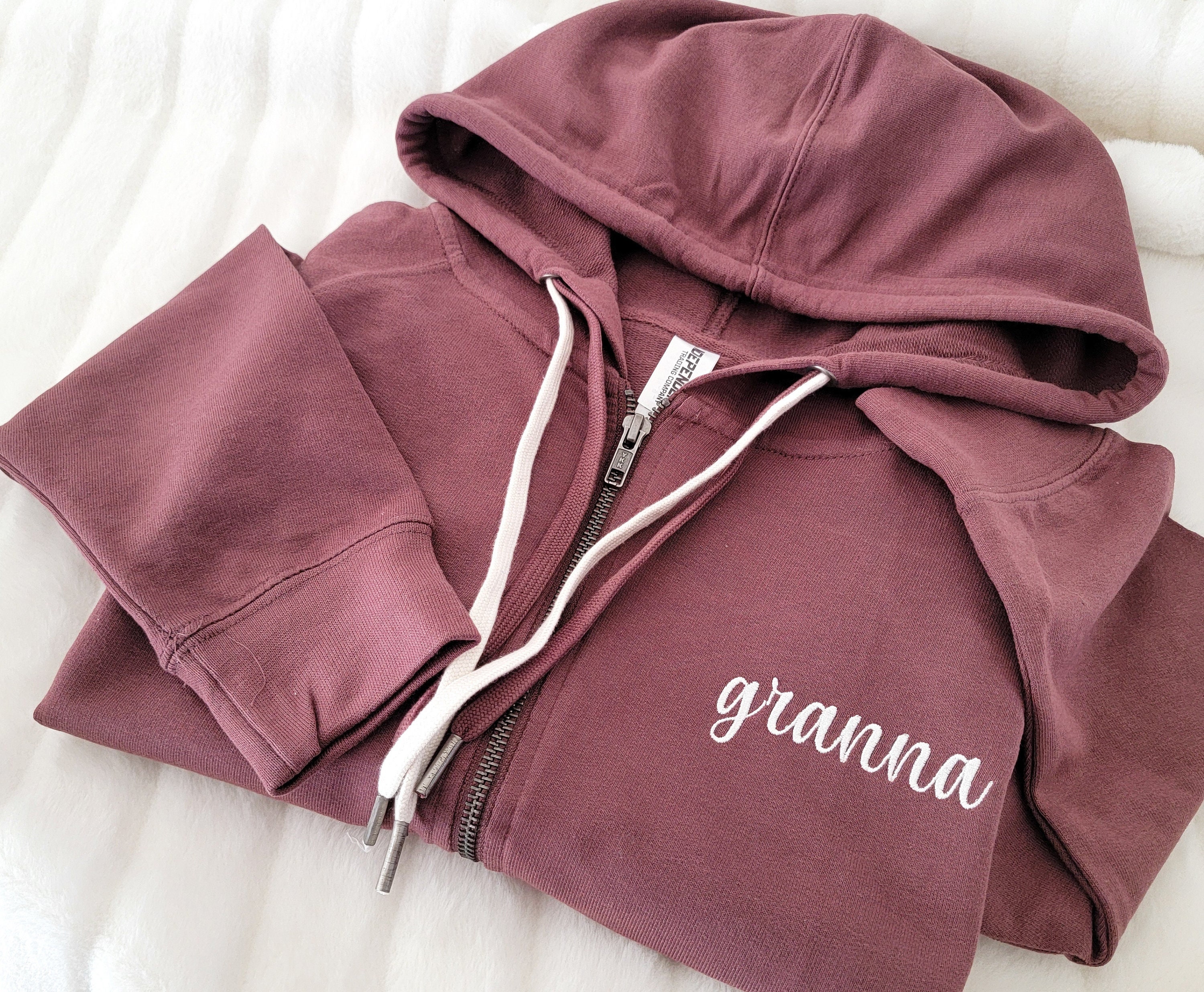 Felpa con cappuccio personalizzata con zip intera - Felpa ricamata - Felpa con cappuccio ricamata - Felpa tinta in capo - Felpa Mama