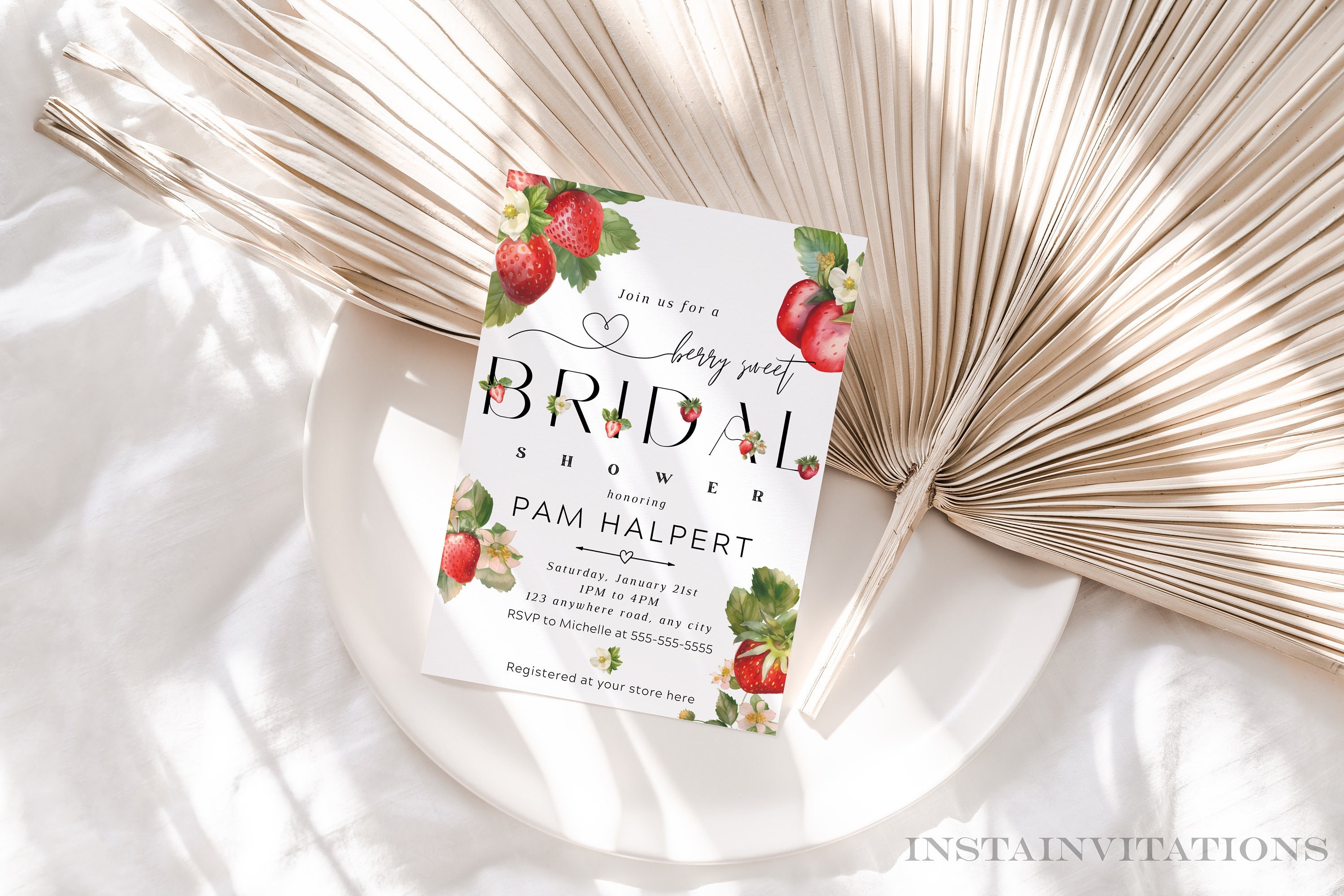 Invito per addio al nubilato con bacche Invito per addio al nubilato con fiori di bacche Invito per addio al nubilato Invito digitale Invito SBS1