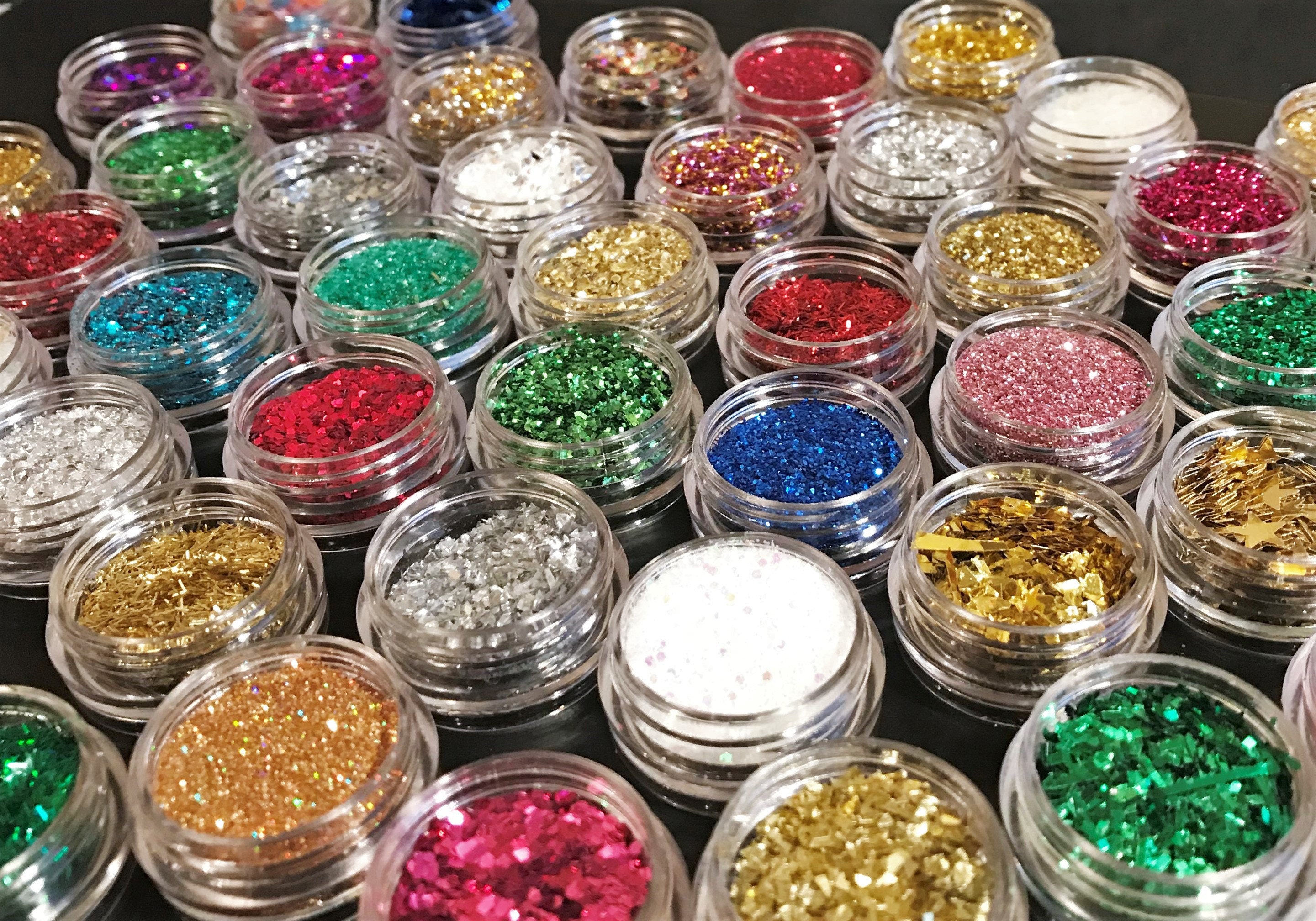 Set misto di 6 barattoli di glitter, glitter tedeschi, glitter olografici, fiocchi di glitter, paillettes oro, rosso, verde, argento, forniture per de