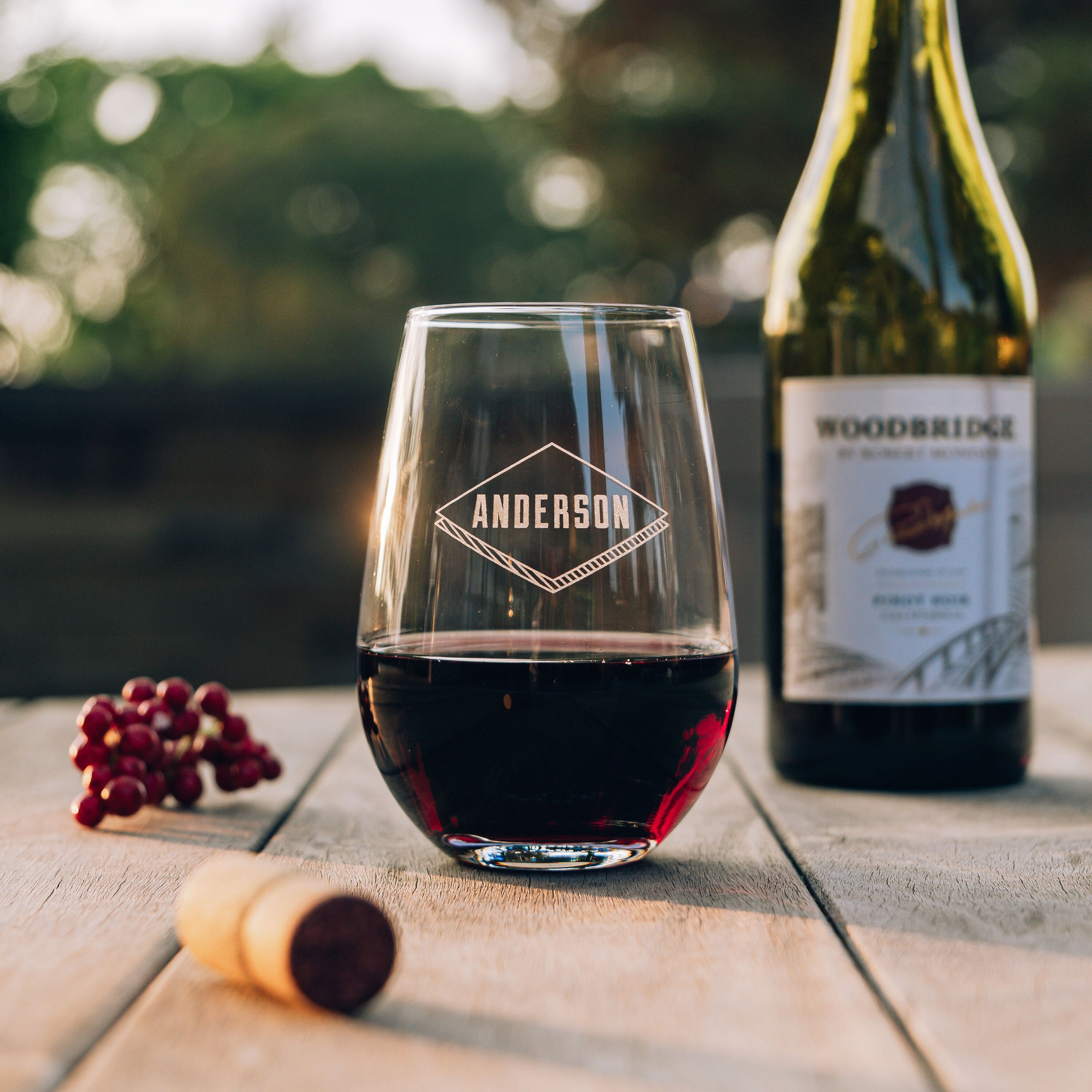 Bicchieri da vino senza stelo (set da 4) - Bicchieri da vino personalizzati, bicchieri incisi, bicchieri da vino rosso, bicchieri da vino incisi, idee