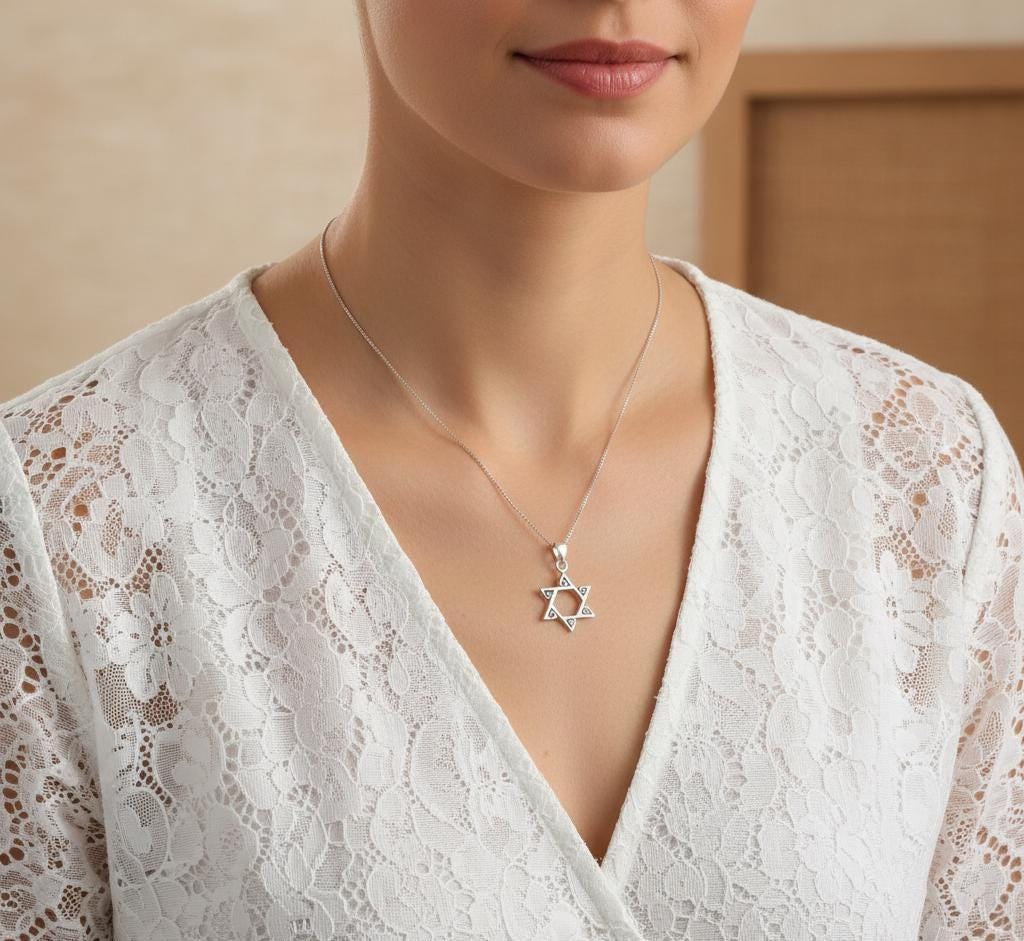 Collana con Stella di David in argento sterling, collana con stella ebraica, ciondolo Stella di David, collana Magen David, regali per Bat Mitzvah