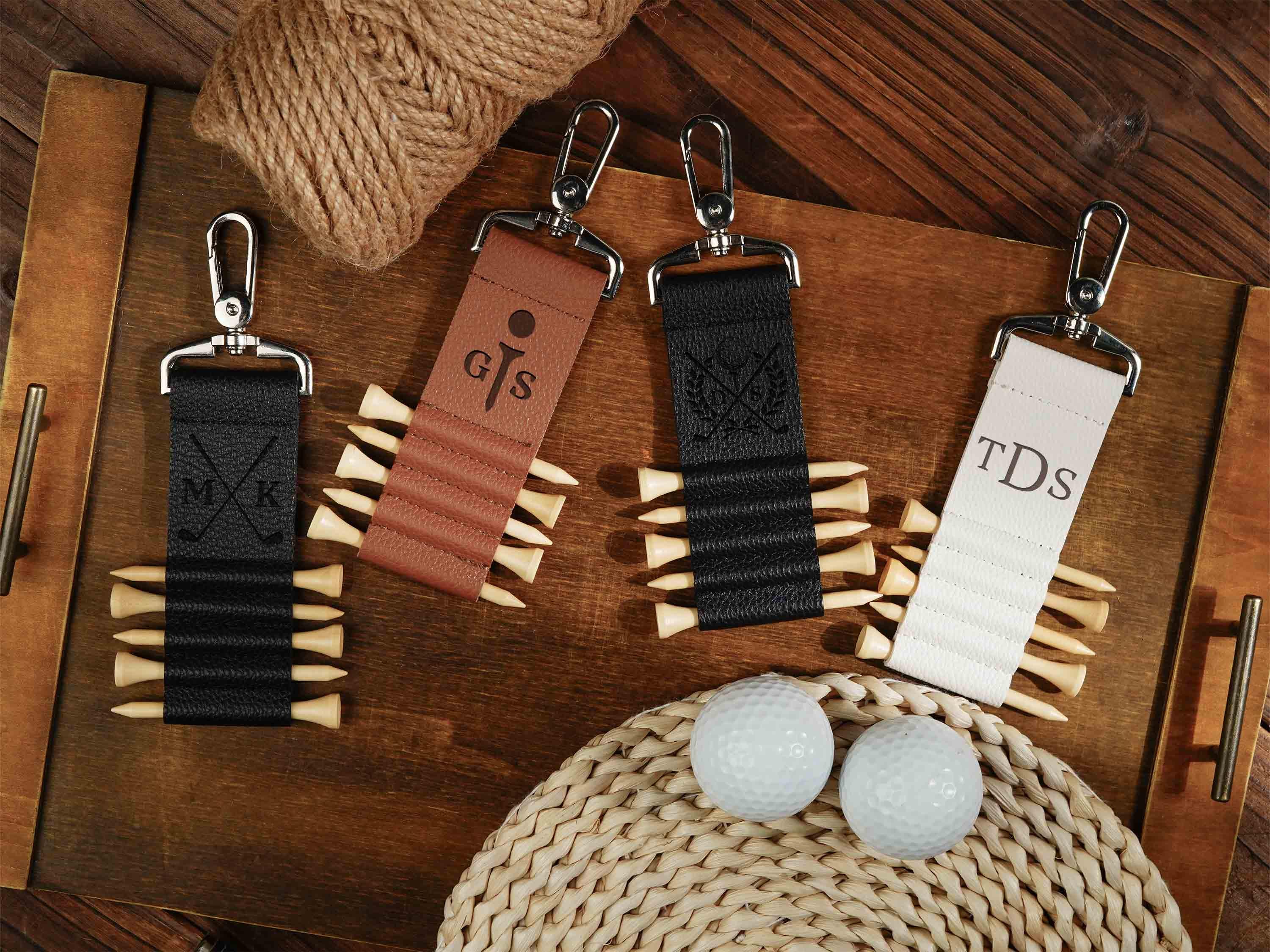 Borsa porta tee da golf personalizzata, etichetta per tee incisa personalizzata, porta tee da golf in pelle, etichetta per tee da golf, regalo per lui