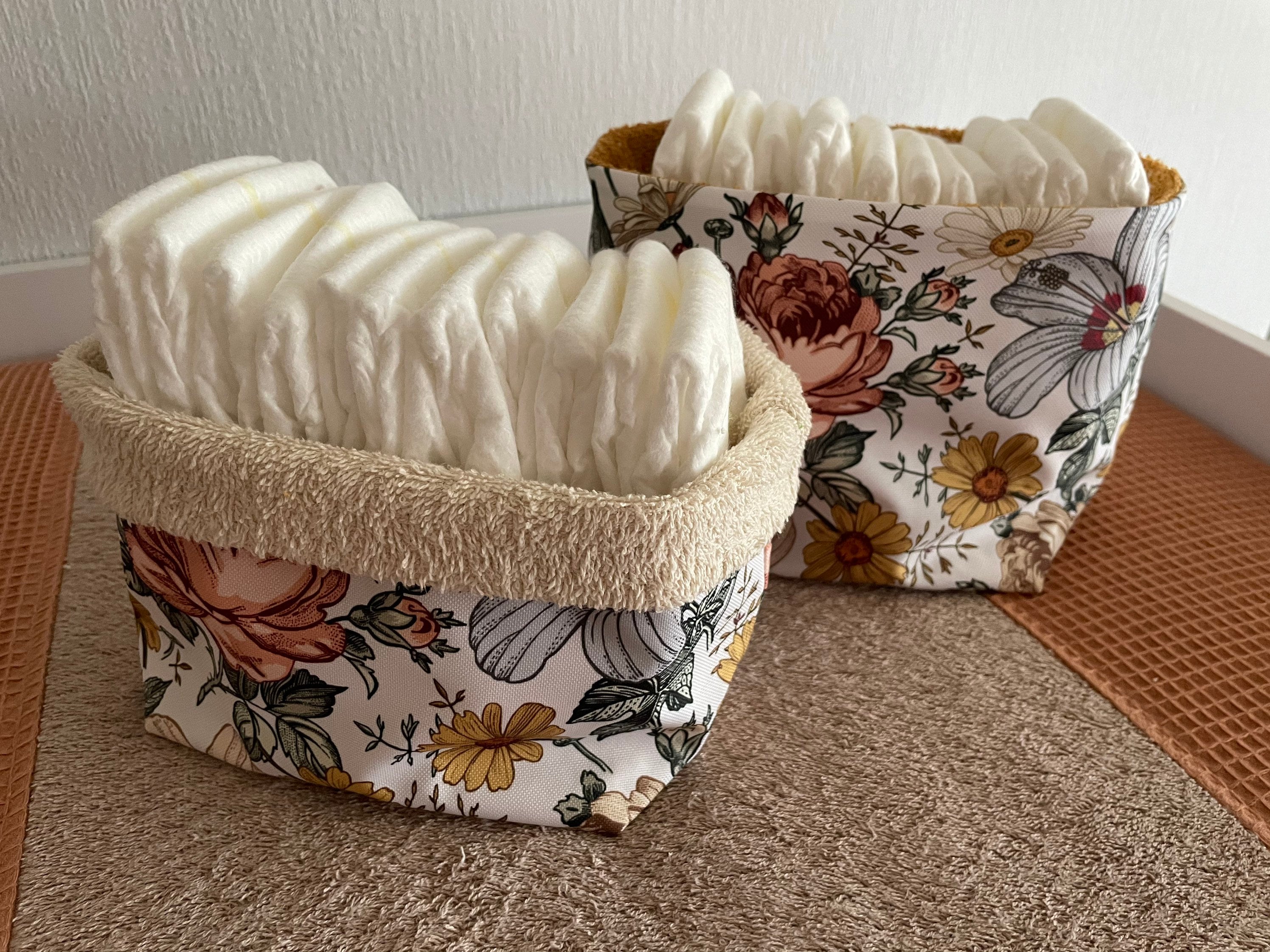 Utensilo, Cestino portaoggetti con fiori vintage, Cestino portaoggetti per pannolini resistente all'acqua, Cestino portaoggetti per pannolini