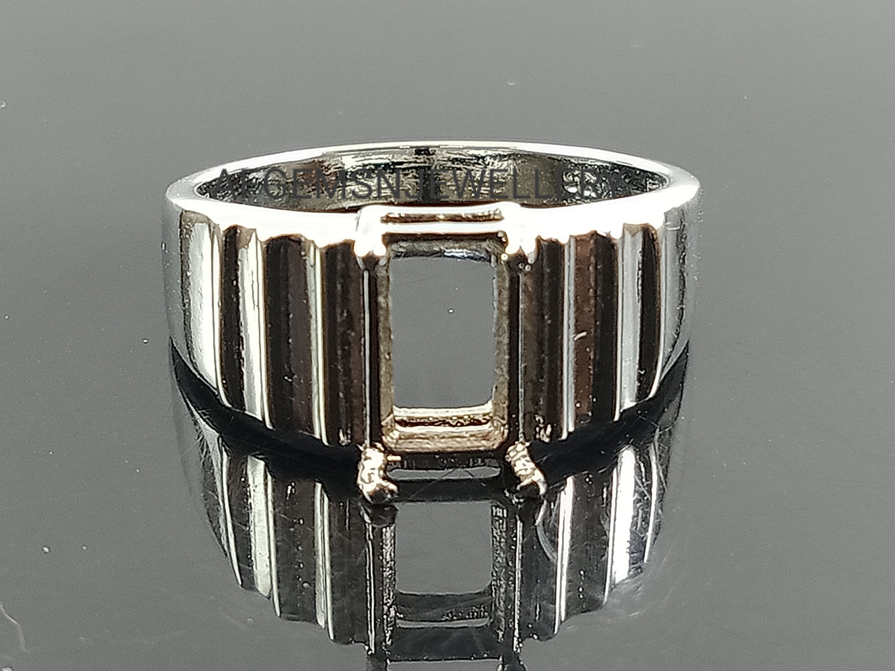6X8MM Octagon Semi Mount Ring-Unique Ring-Without Stone Ring-Wedding Ring-Men Ring-925 Sterling Silver Ring-6x8 MM Prong Setting Ring