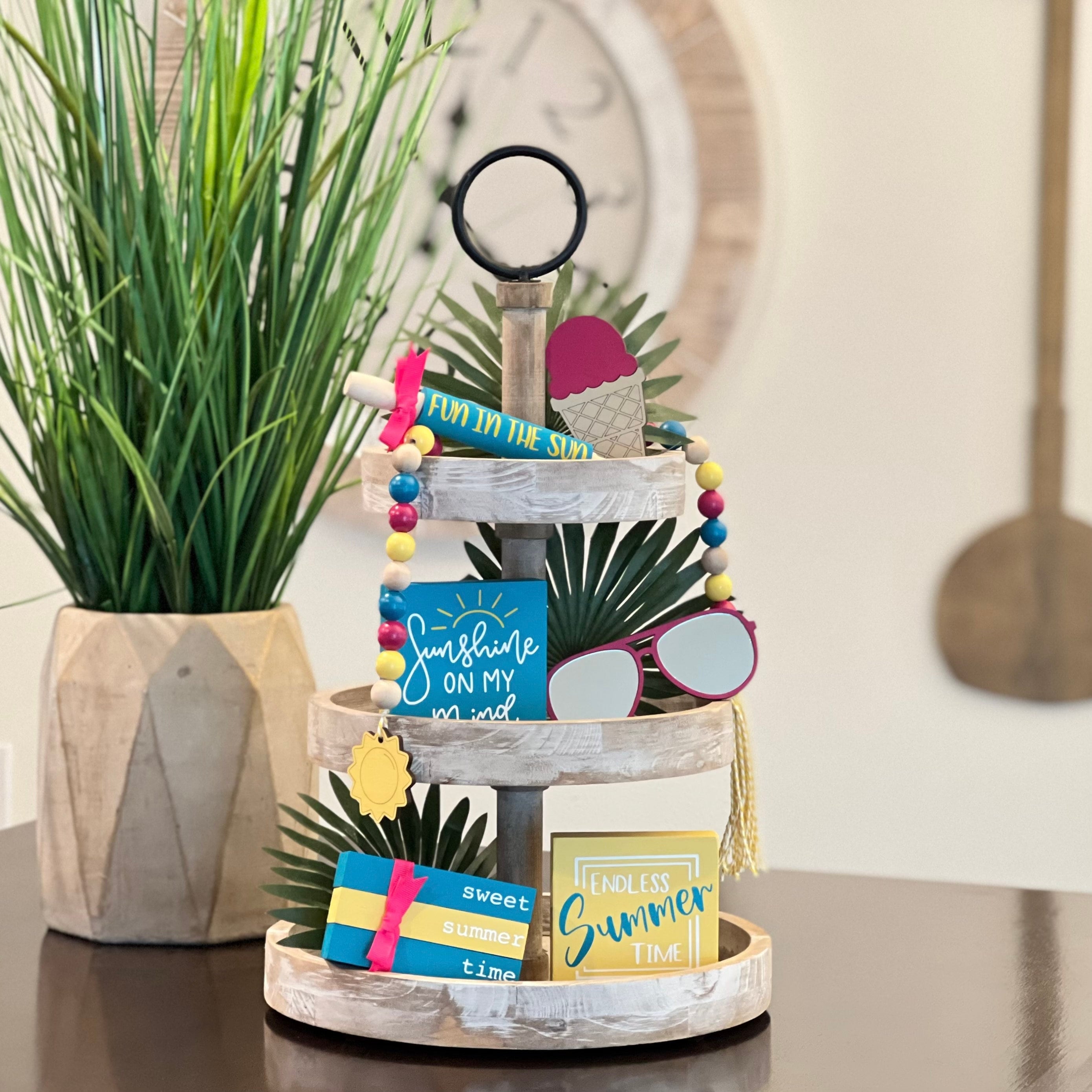 PACCHETTO // Decorazioni estive per vassoio a più livelli // Decorazioni stagionali per vassoio a più livelli // Vassoio estivo a più livelli // Mini