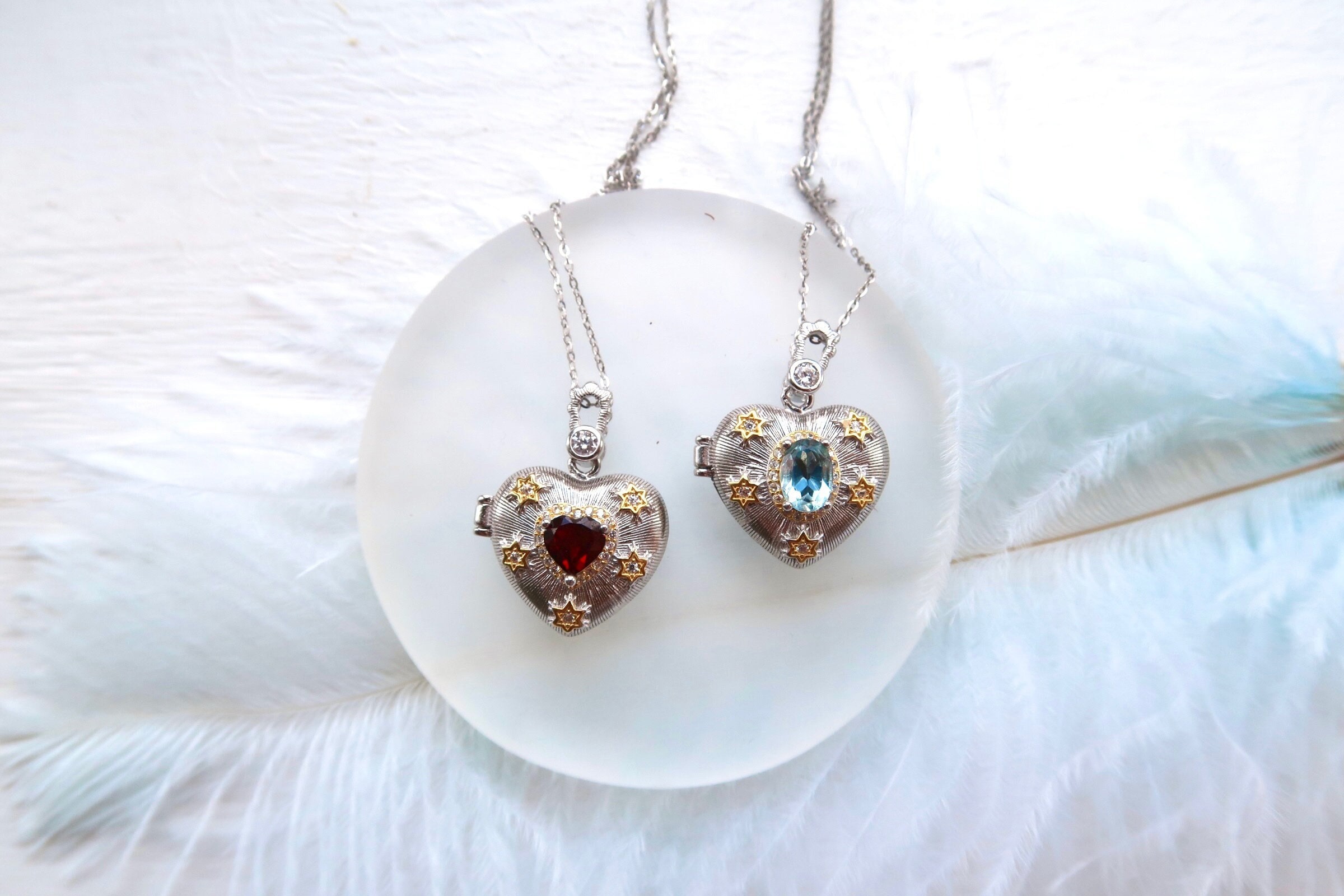 Ciondolo a forma di cuore vintage in argento sterling 925, collana con ciondolo a forma di cuore, ciondolo a forma di cuore con immagine, apribile, co